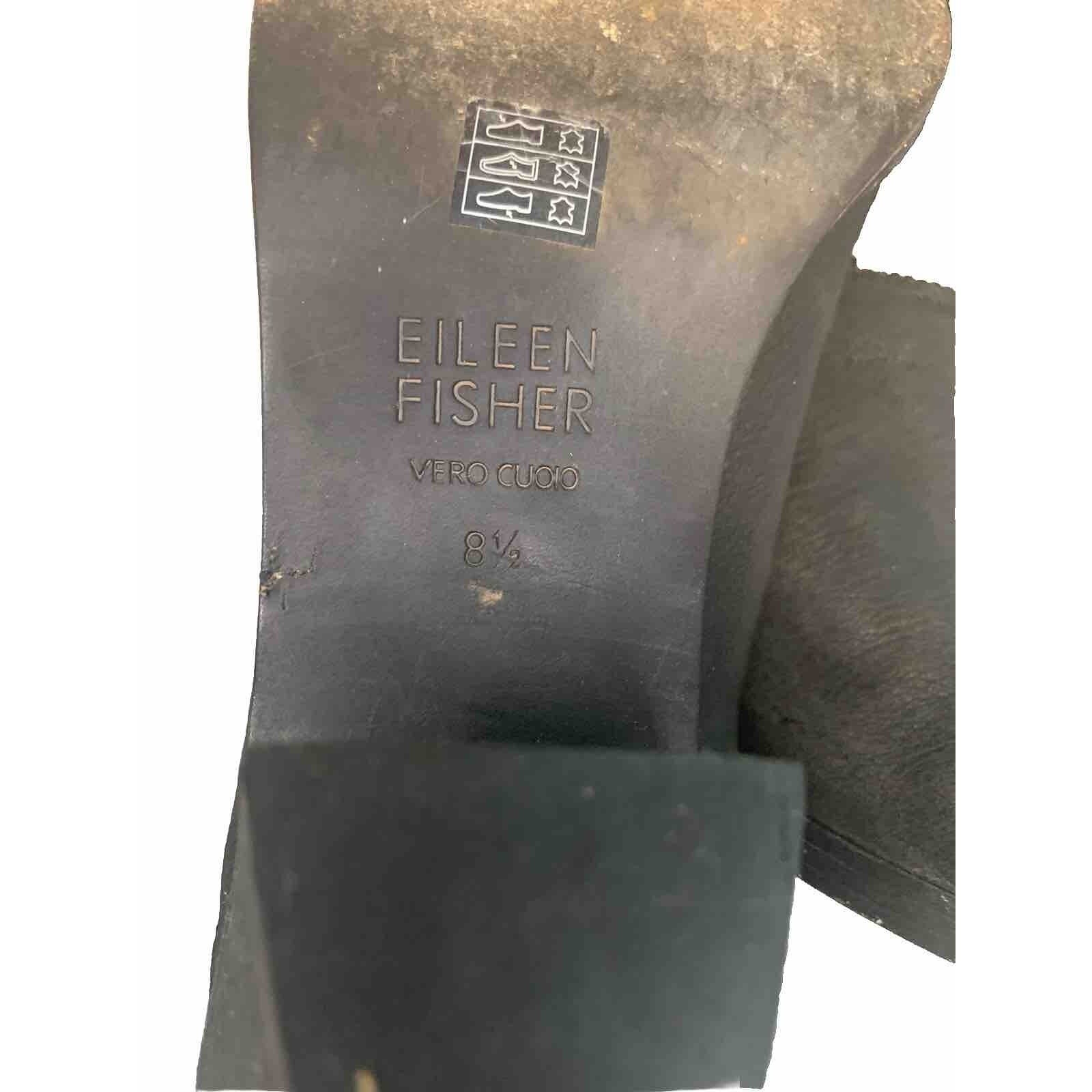 Eileen Fisher Ankle Boots Womens 8.5 Brown Leather Multi Zipper Moto Block Heel