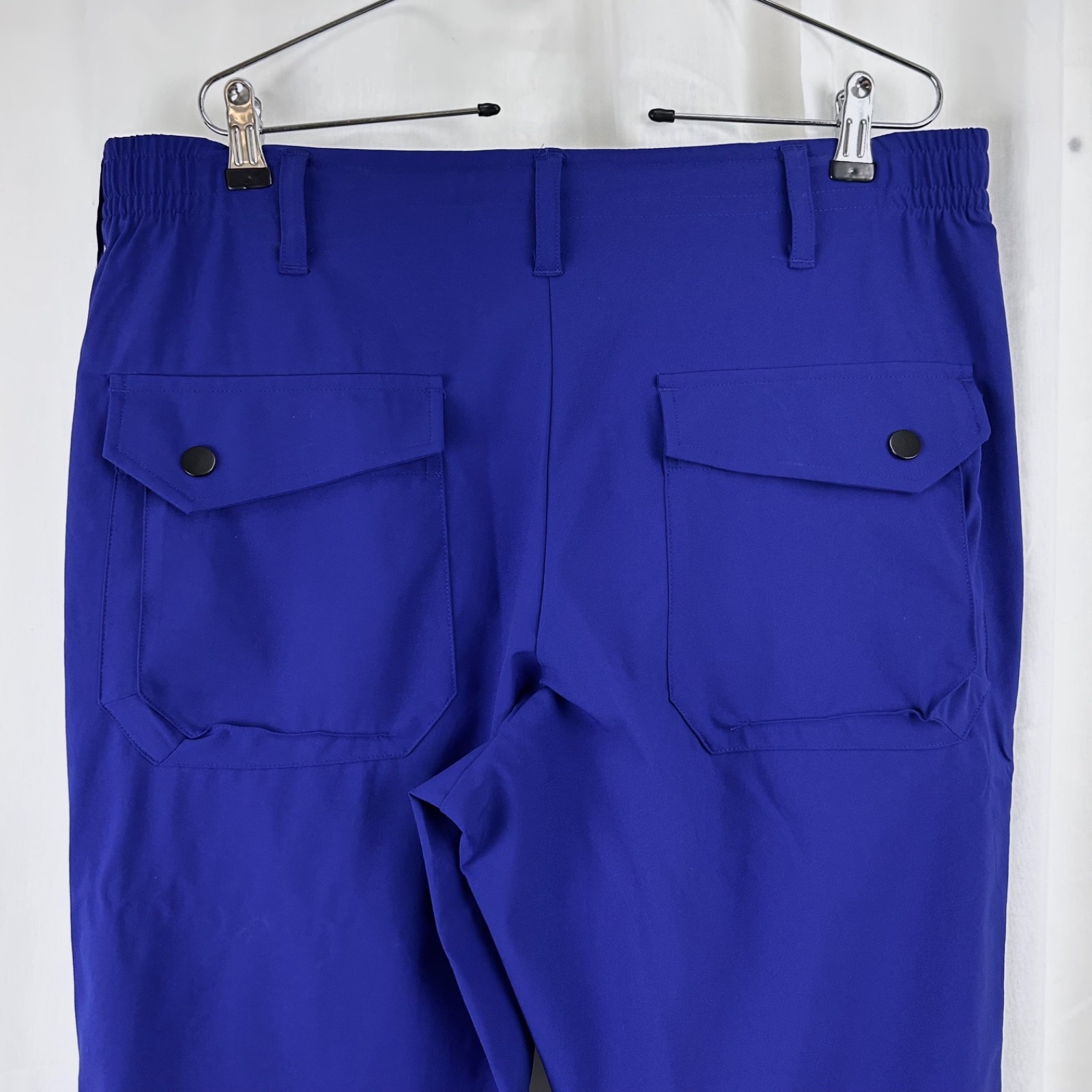 PASKHO “Sanctuary” Cropped Pleated Stretch-Tech Travel Pants “New Blue” L