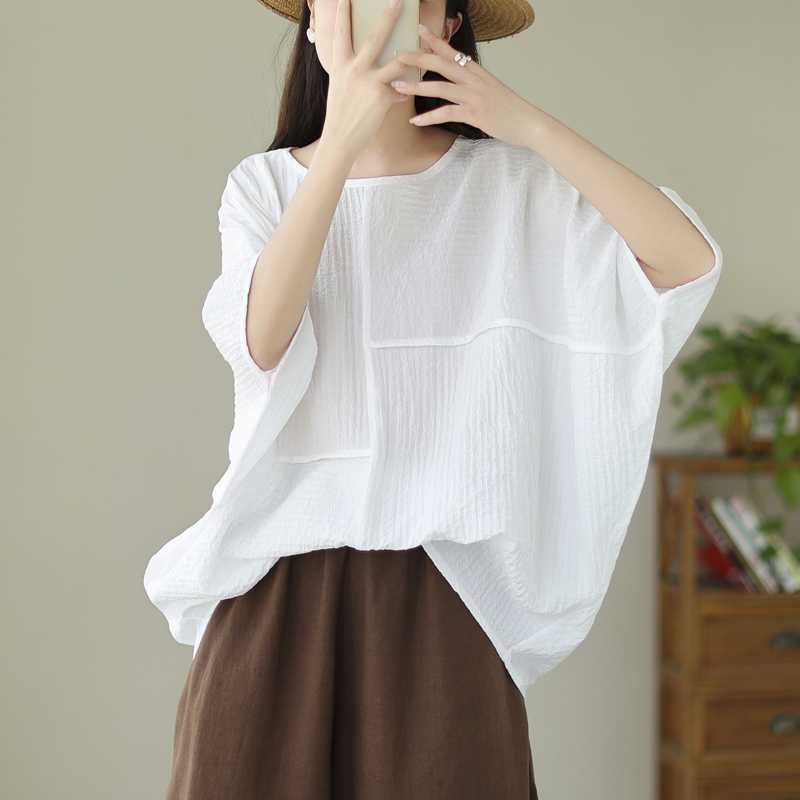 Plus Size Batwing Sleeve Top Women Figure Flattering Loose Fit Blouse