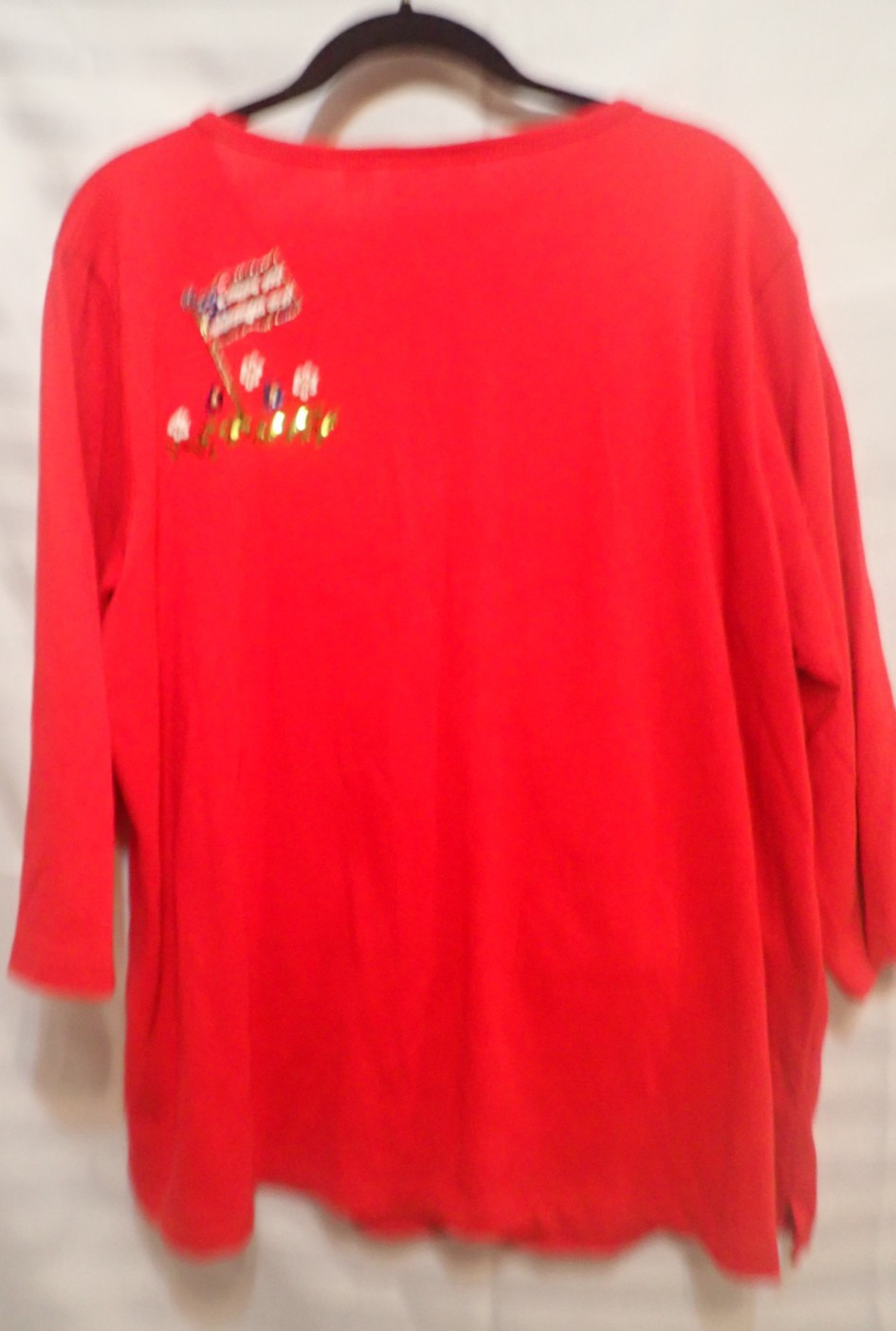 Quacker Factory Size 1X July 4th Patriotic Flag Bike Clouds Top 3/4 Sleeve