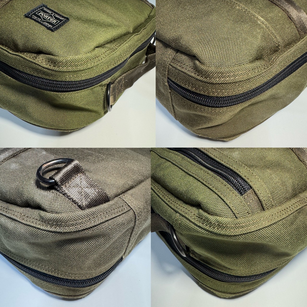 PORTER TENSION 3-Way Briefcase Backpack Olive Green Cordura Nylon Yoshida Japan
