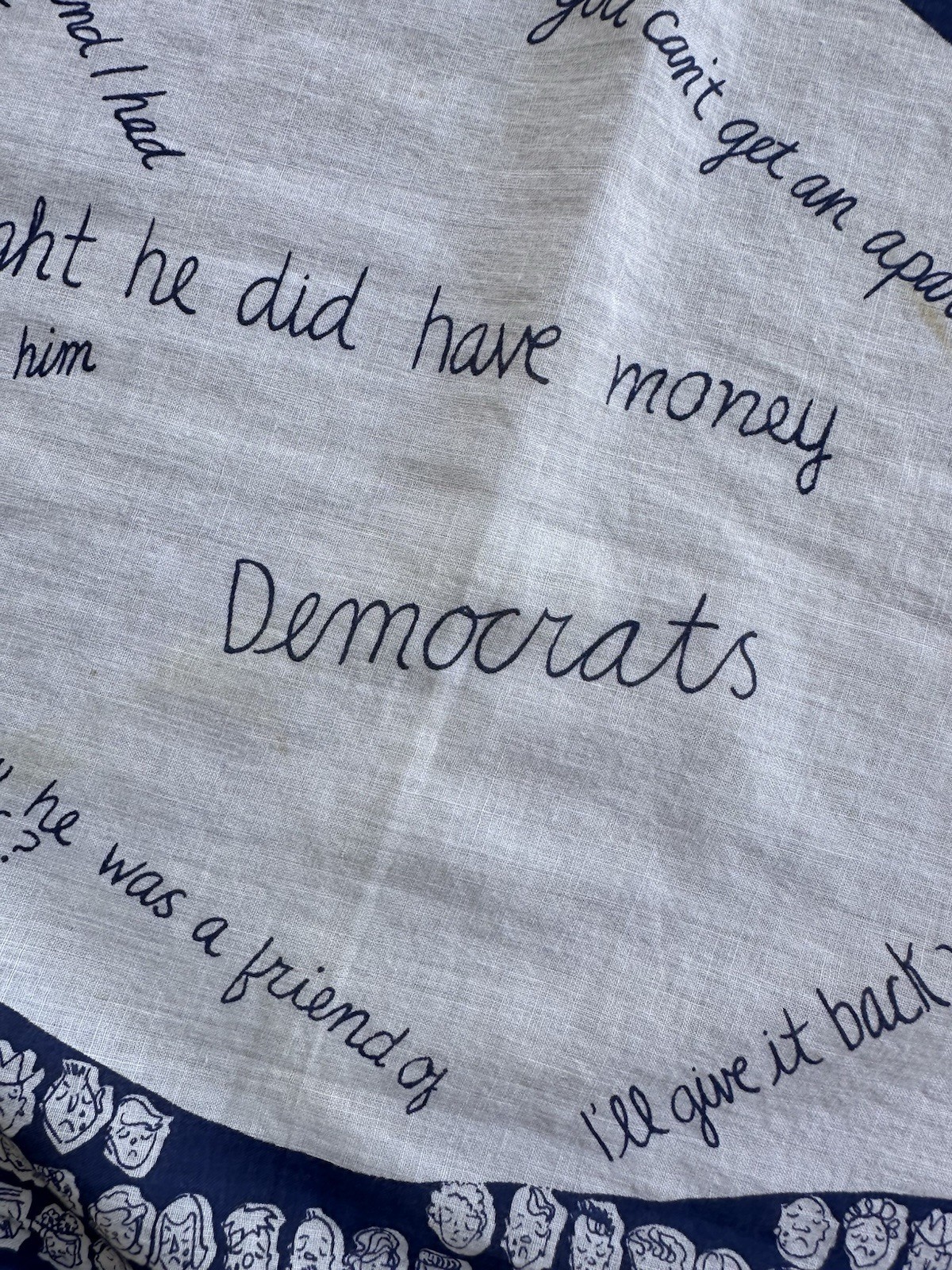 1950s Symphony ‘Crying Towel’ Novelty Political Bandana Humor Scarf Blue VTG