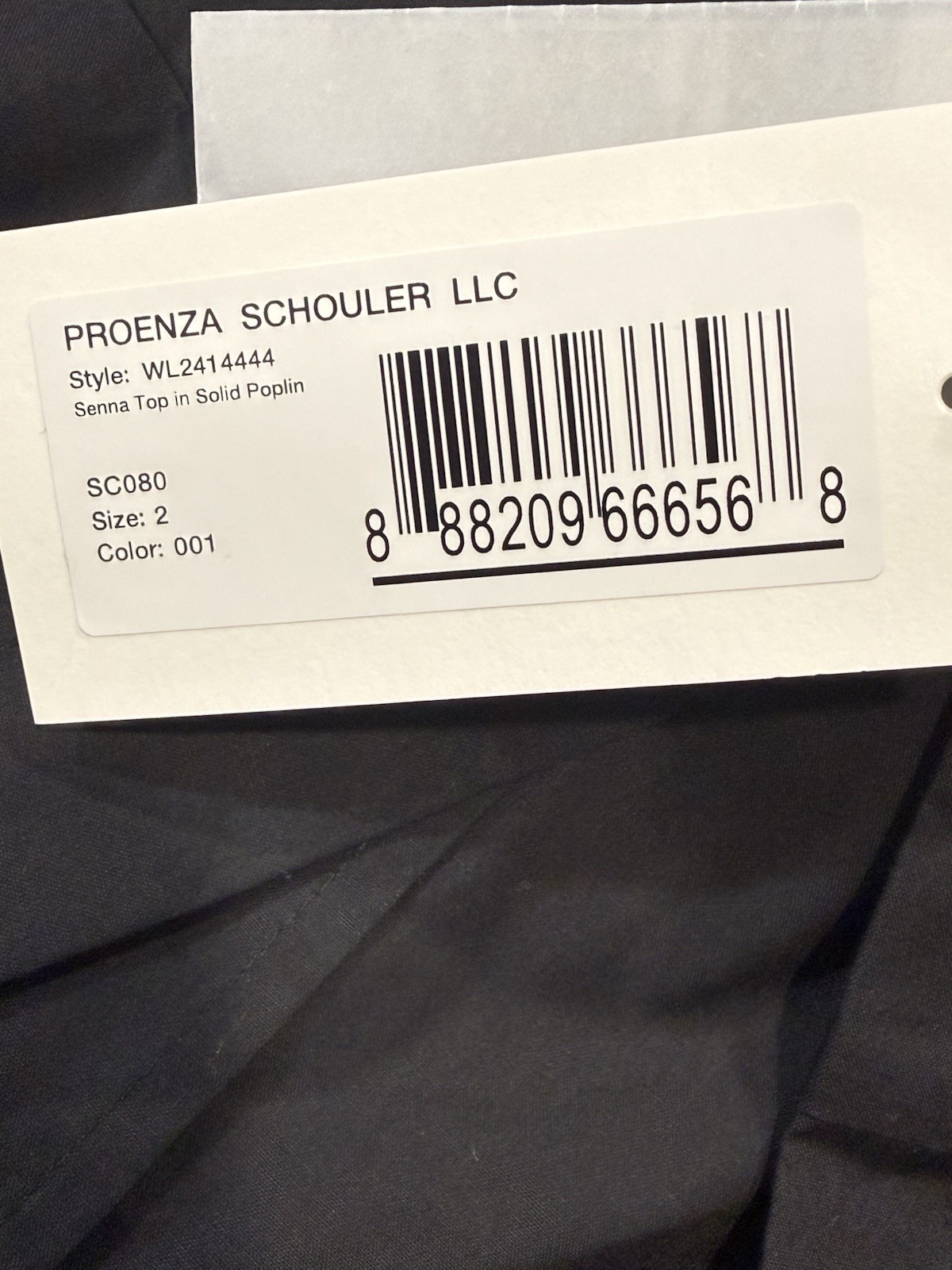 Proenza Schouler White Label Senna Top Sz 2 Black Poplin Tie Waist Blouse NWT