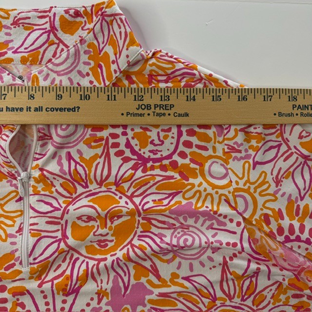IBKUL Women’s Orange Pink White Sunshine Quarter-Zip Shirt XL