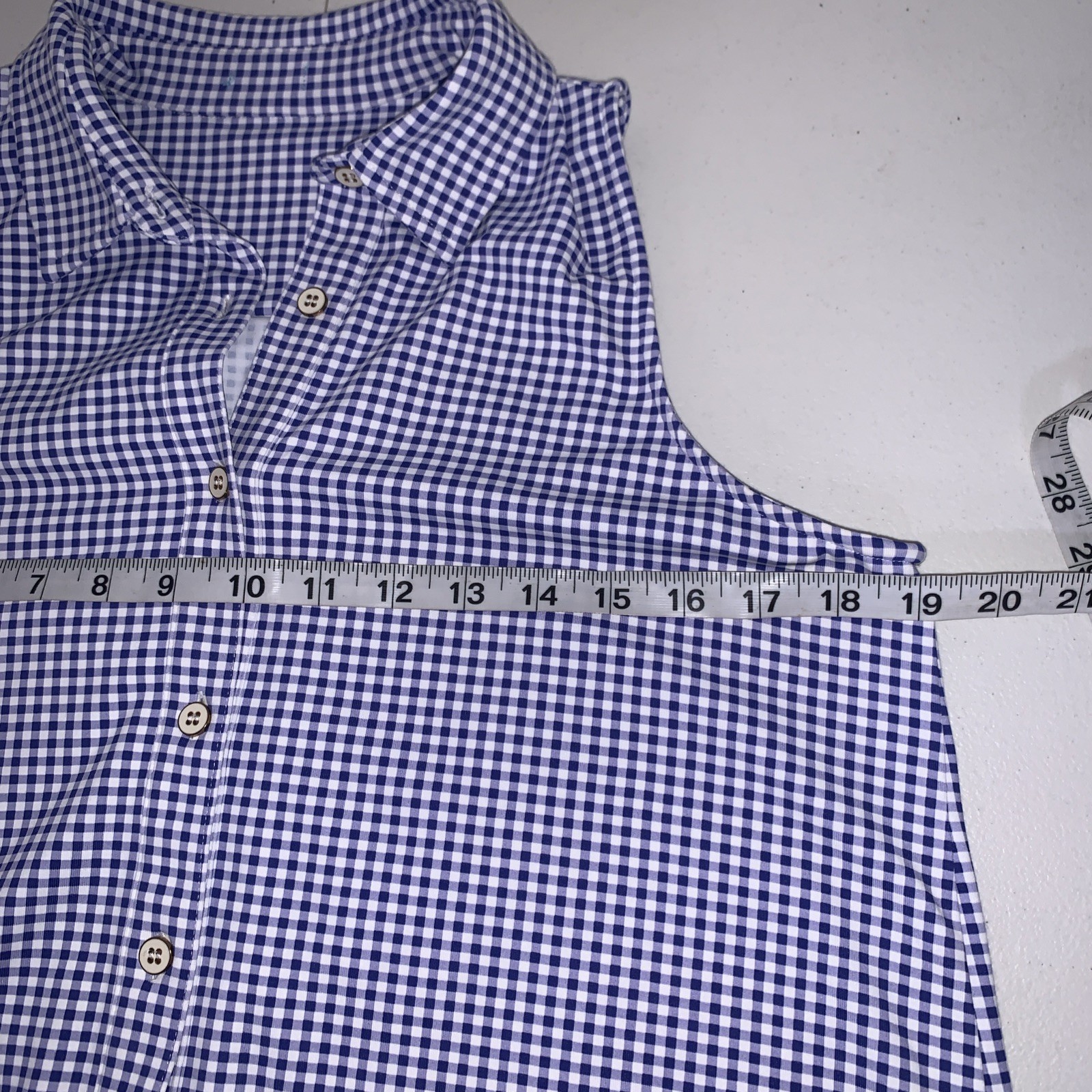 J.MCLAUGHLIN Small Gingham Catalina Cloth Button Blue/White Preppy Coastal Golf