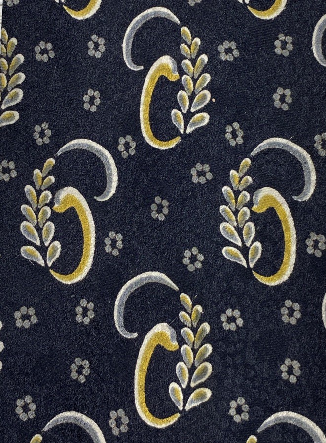 Geoffrey Beene 90s Silk Tie Black Gold Silver Monogram G Wheat Leaf Jacquard