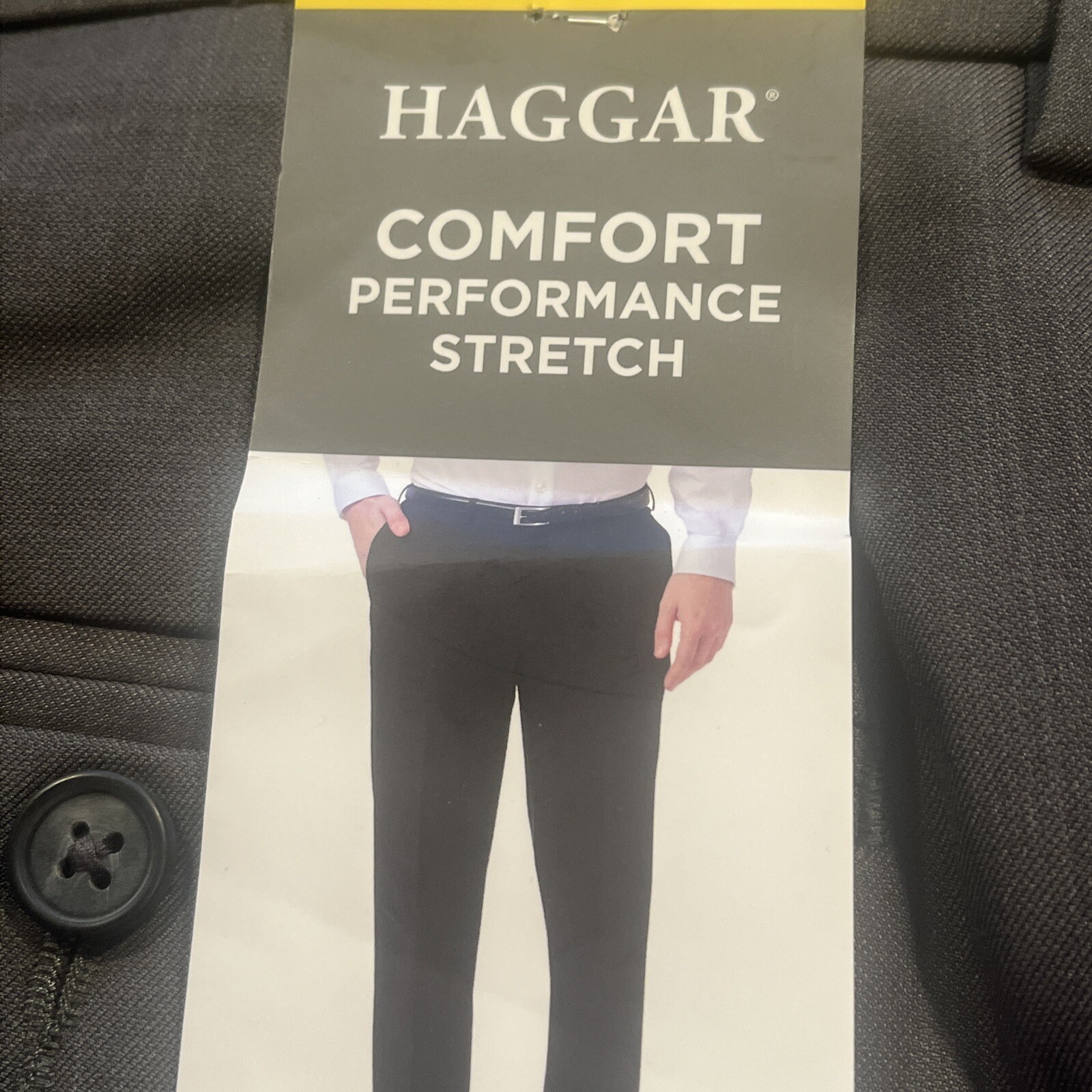 Haggar Pants Mens 32X32 Dk Grey Comfort Performance Stretch Wrinkle Free Repreve