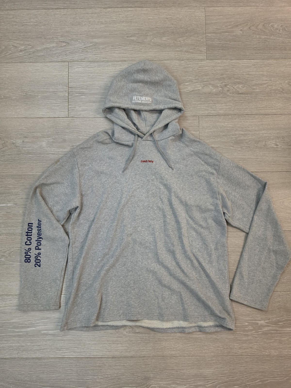 Vetements French Terry Hoodie Grey Size M