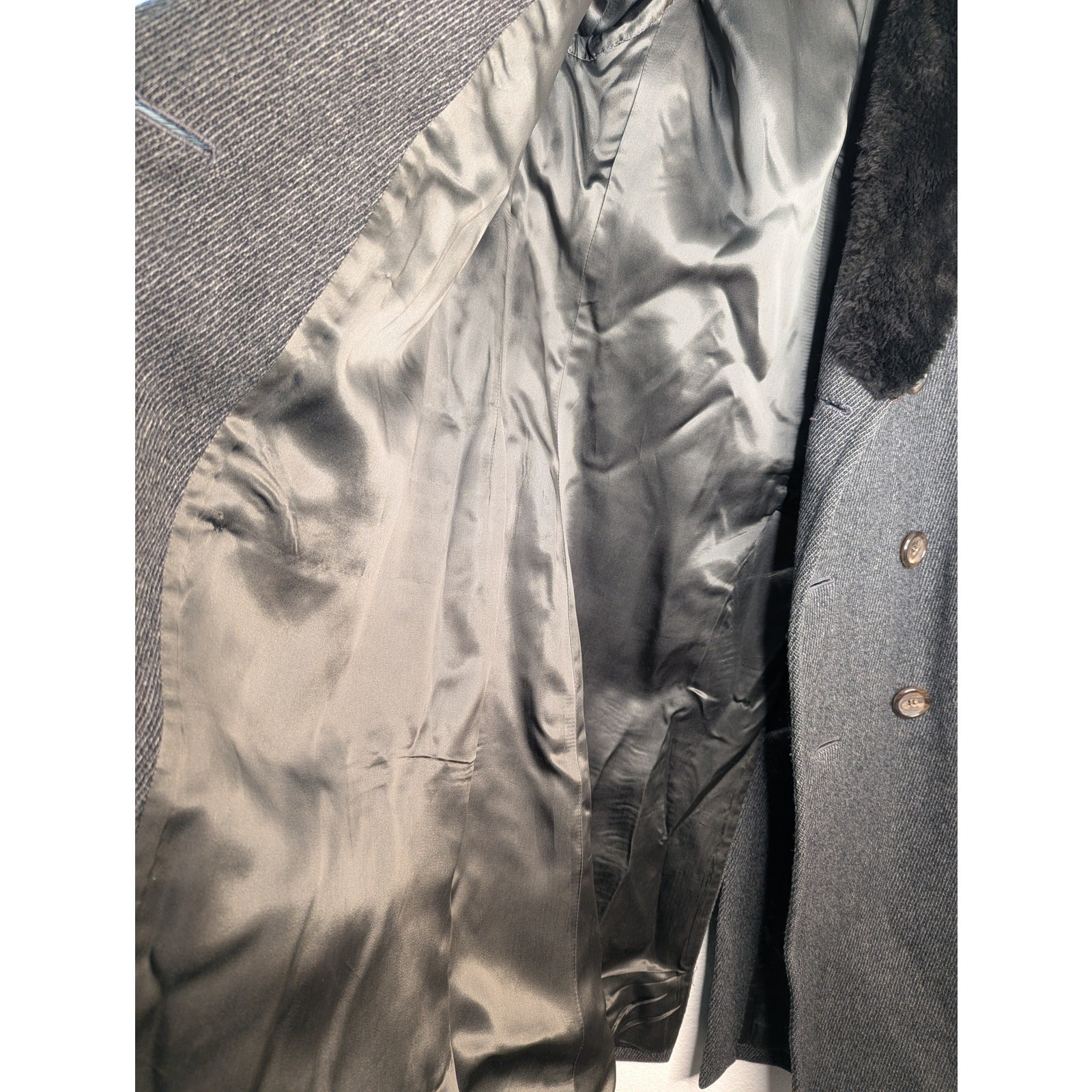 VTG Aquascutum Men’s Herringbone Overcoat 80s Shearling Rare Collector Winter