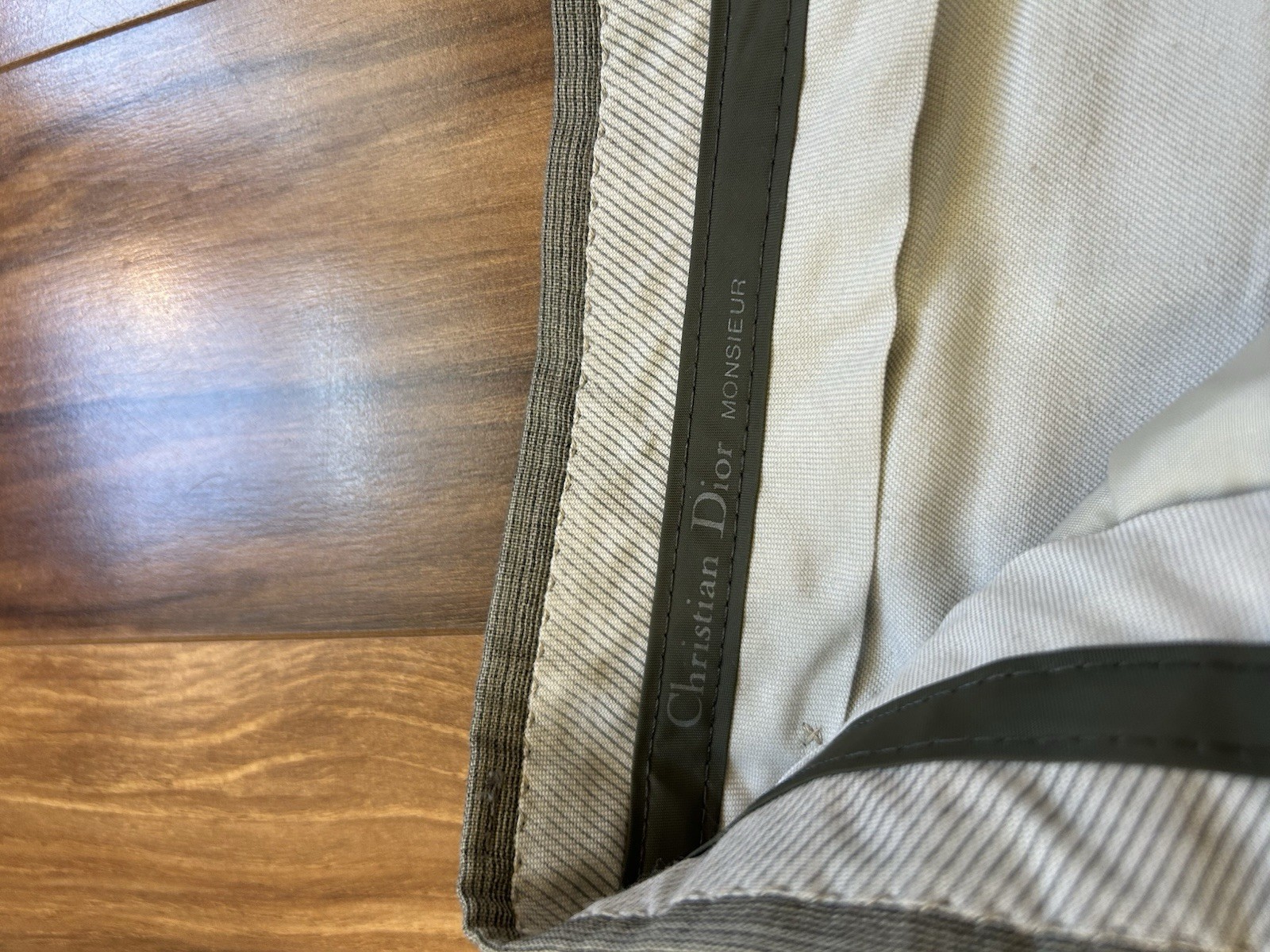 Christian Dior Men’s Gray Pinstripe Pleated Wool Dress Pants