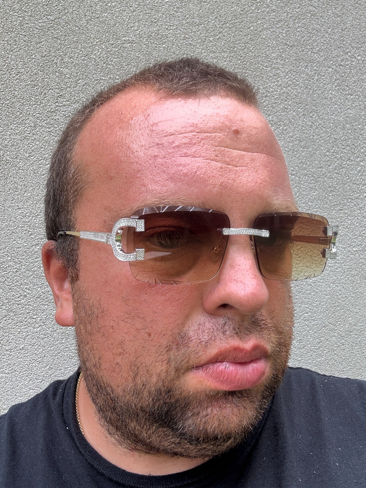 Real 925 Silver Big C VVS MOISSANITE Light Brown Sunglasses – Iced Buffs Glasses