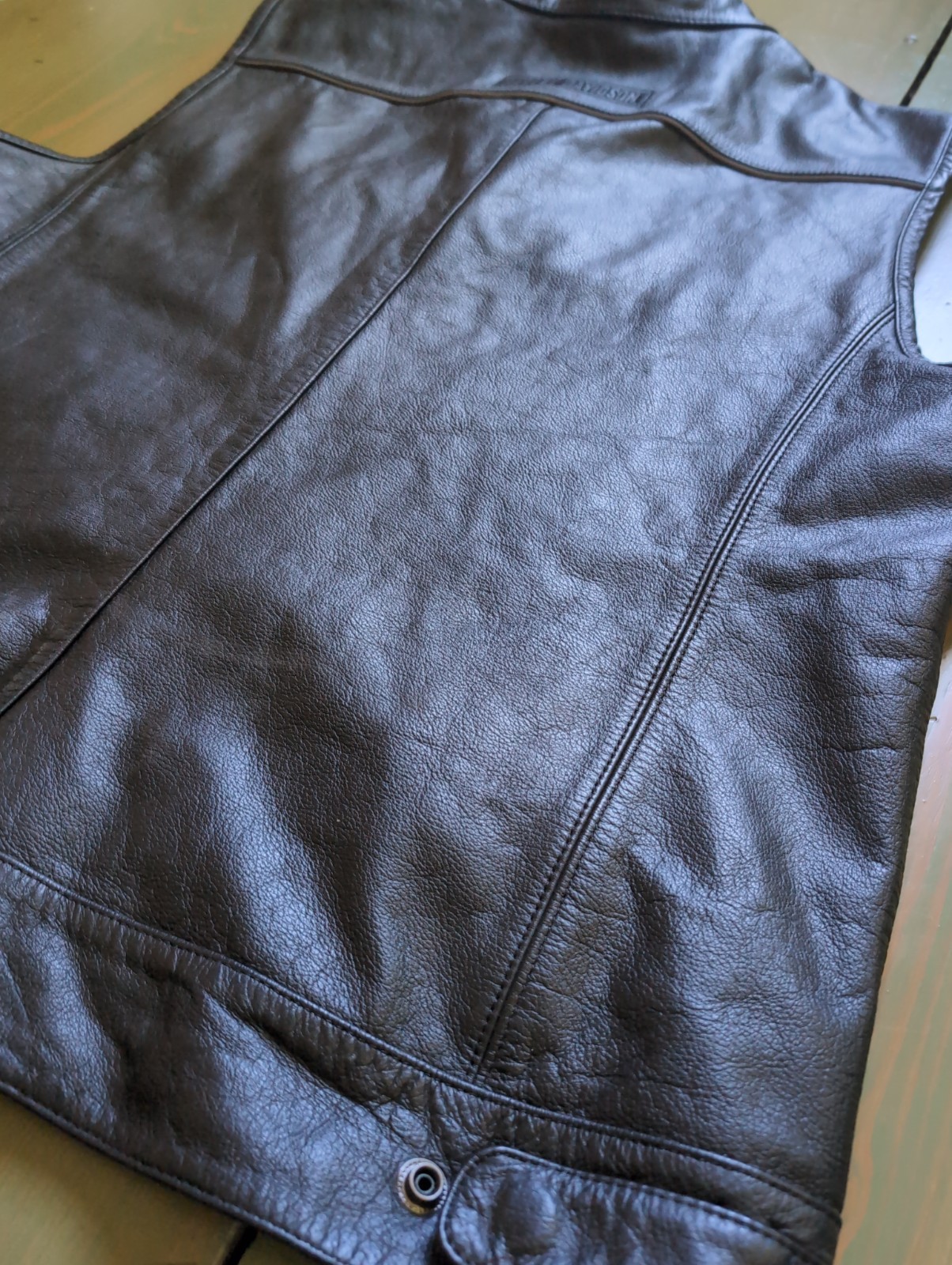 Harley Davidson 2XL Men’s FOSTER Black Leather Motorcycle Vest **READ