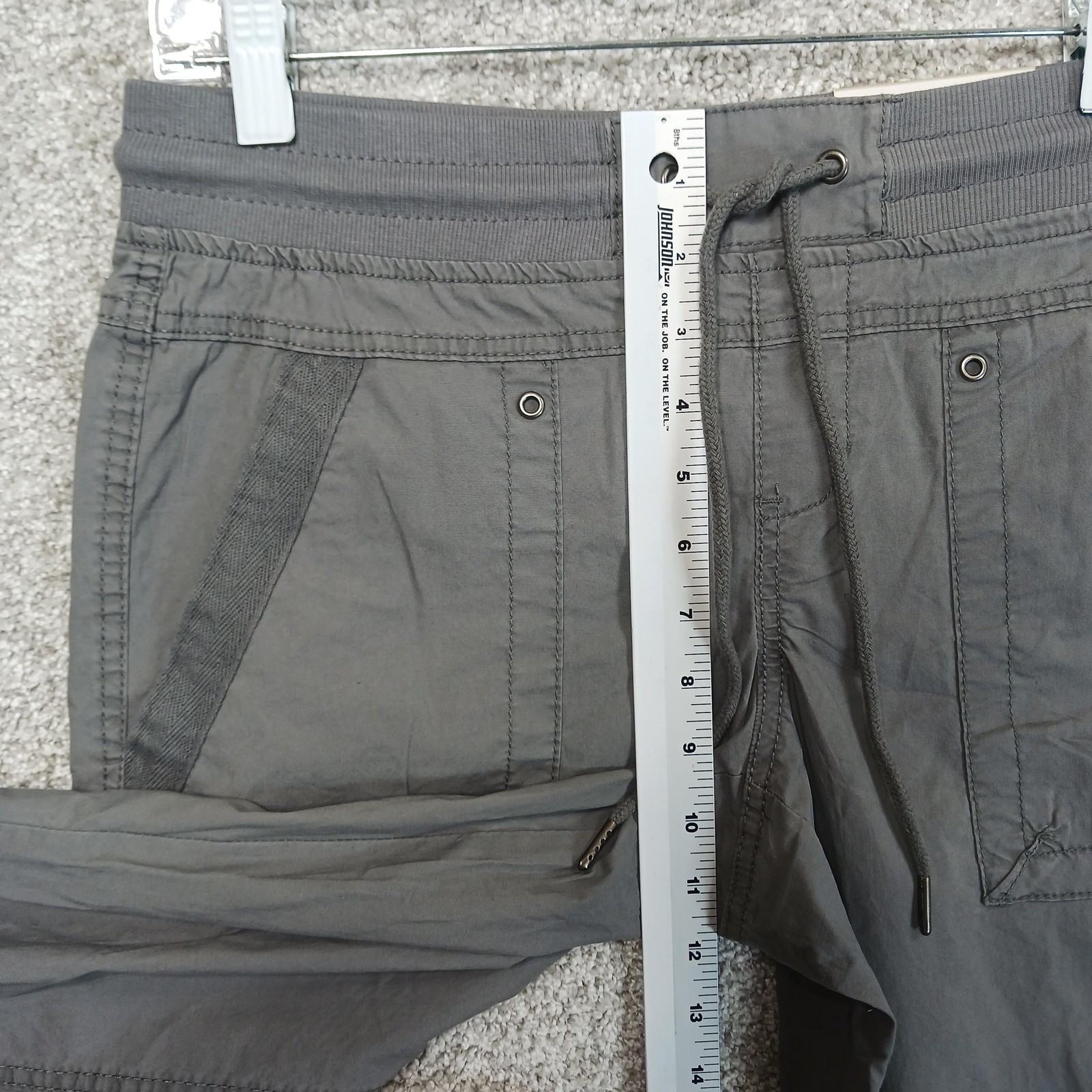 Natural Reflections Pants Womens 8 Gray Honeycreek Cargo Stretch Drawstring