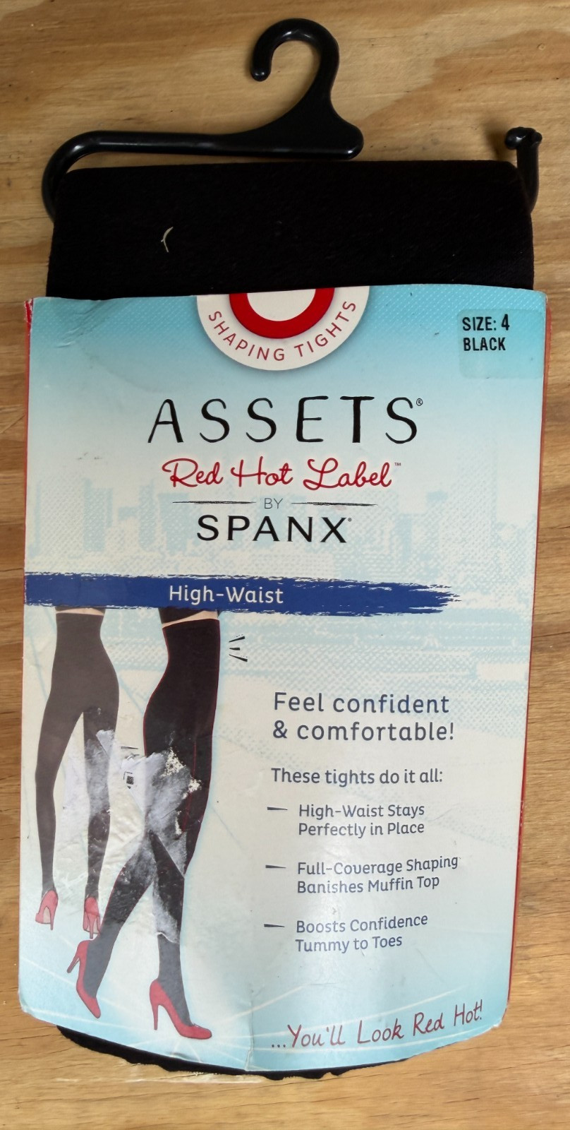 New SPANX Assets Red Hot Label High Waist Shaping Tights In Black Size 4 New!