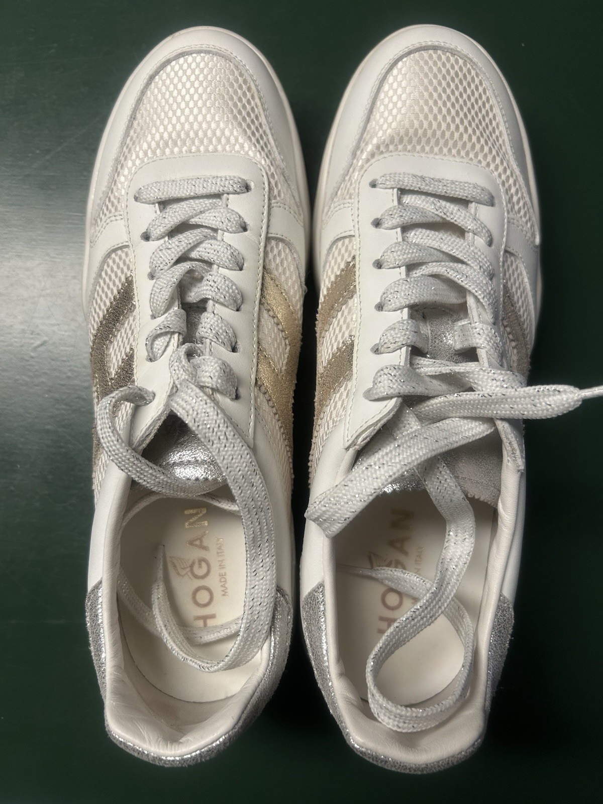Hogan Women’s Cool Sneakers – Gold H; White and mesh Off White Size 40 $156