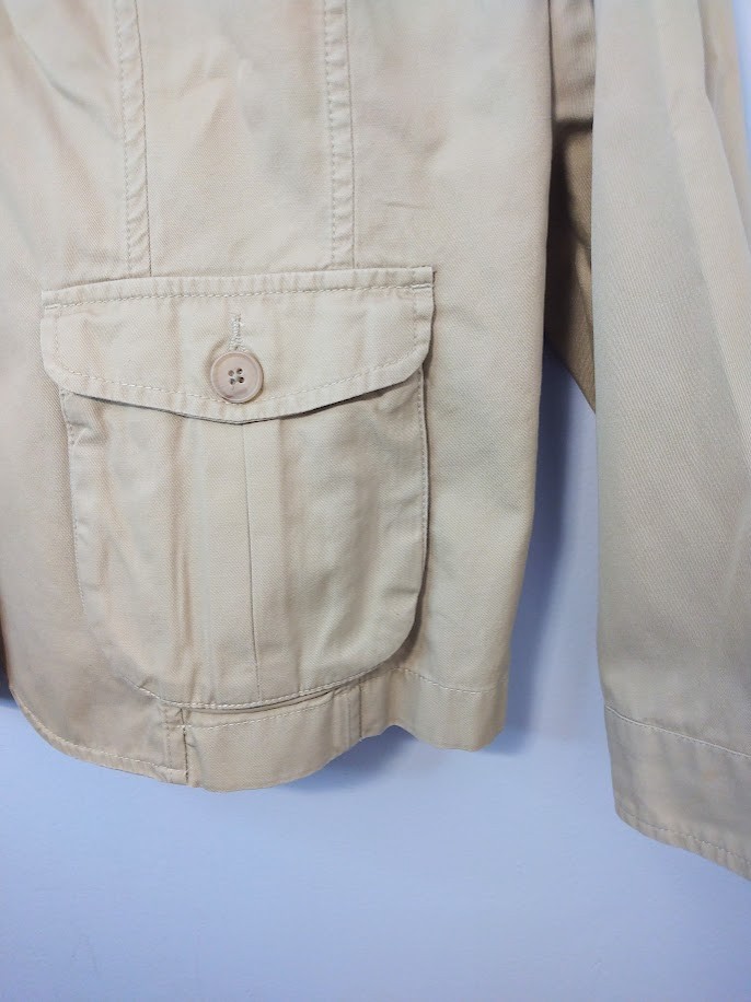 Lands’ End Women’s Utility Jacket Size Small Cotton Khaki Safari Flap Pockets