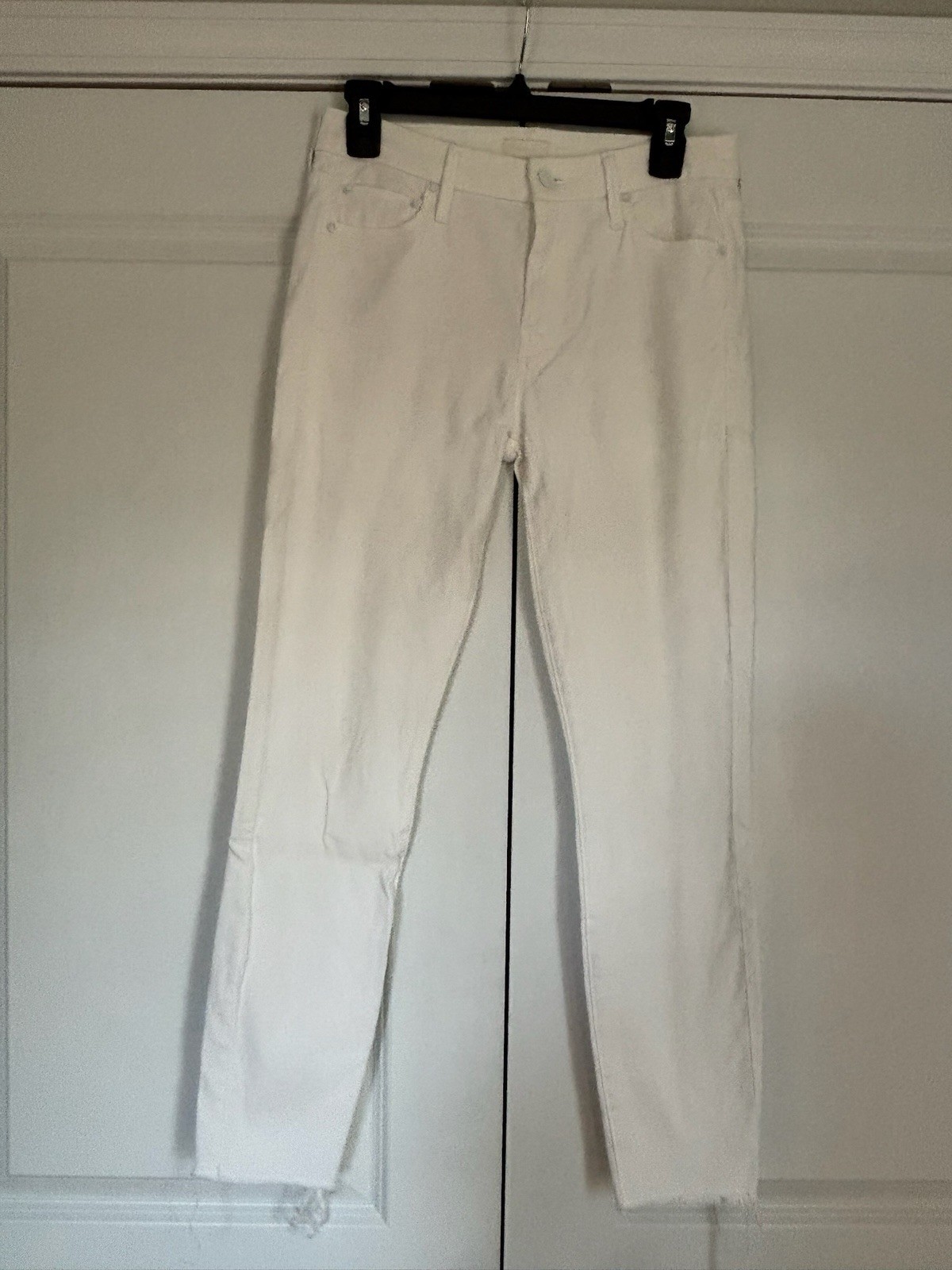 Mother Women’s White Glass Slipper High Waisted Looker Ankle Fray Jeans Size 27