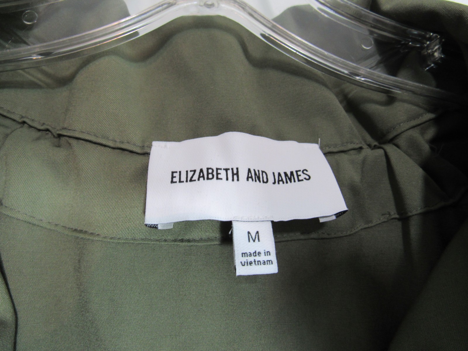 Elizabeth & James Green Zip Snap Down Long Sleeve Utility Jacket Size Medium EUC