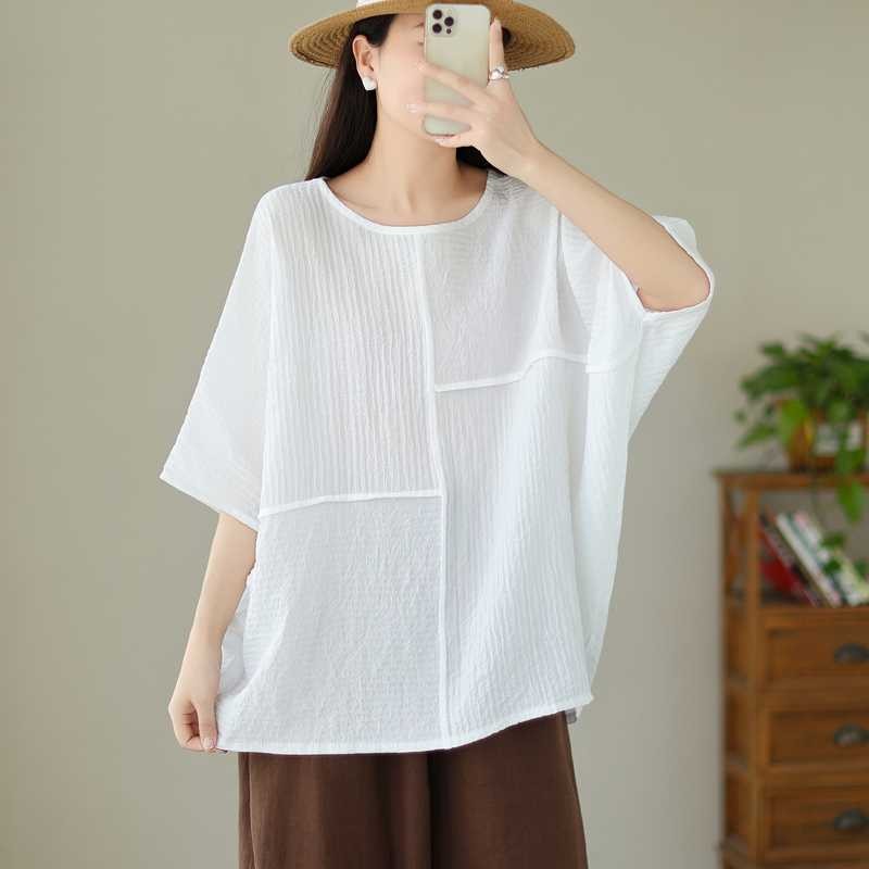 Plus Size Batwing Sleeve Top Women Figure Flattering Loose Fit Blouse