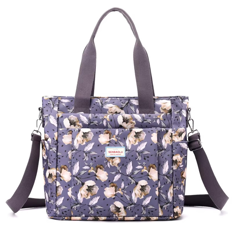A4 Book Capacity Women Top-Handle Bag Fashion Floral Pattern Handbag High Qualit