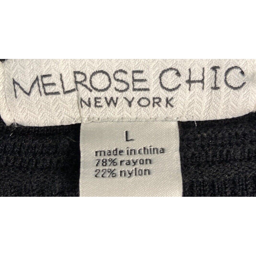 Melrose Chic Sweater Womens Large Black Pointelle Knit Button Cardigan Coquette