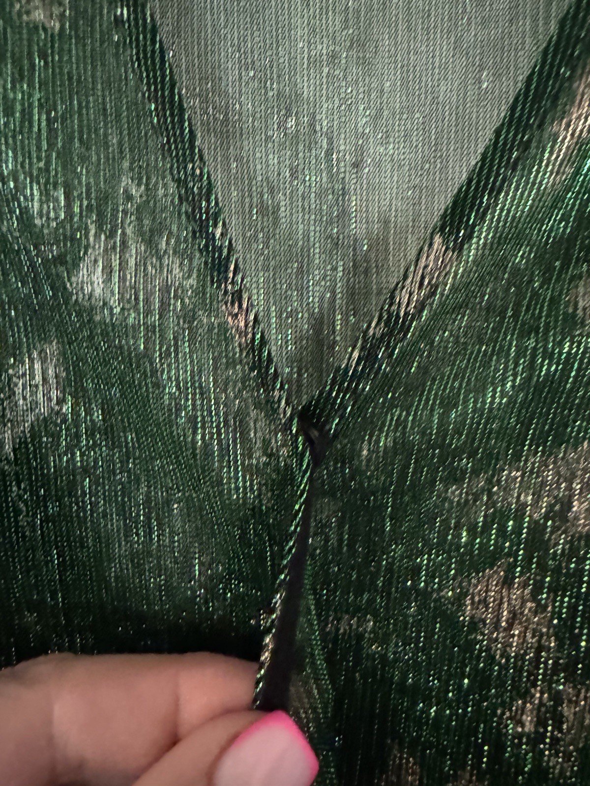 BA&SH Vert Green Gold Bronze Metallic VIANCA Grecian V-Neck Maxi Dress Sz 2 US8