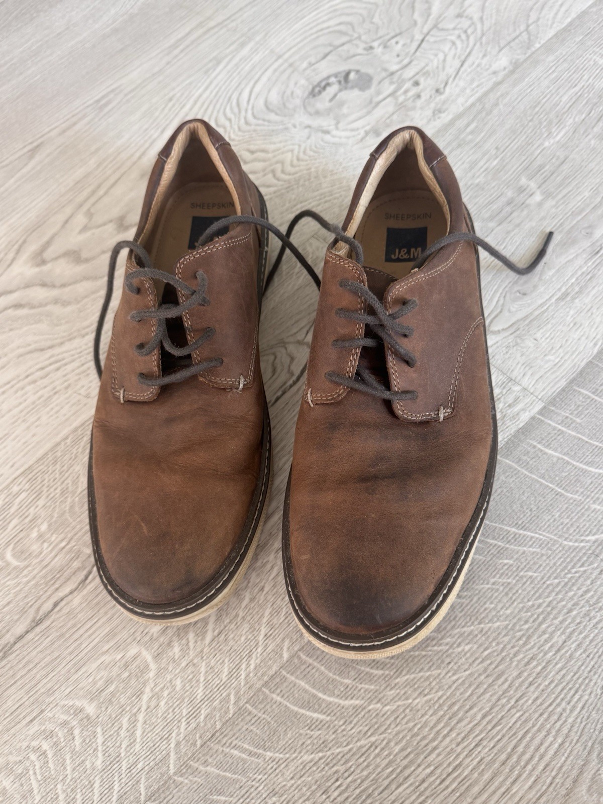 Johnston & Murphy McGuffey Brown Plain Toe Oiled Full Grain Shoes 25-1642 M 8