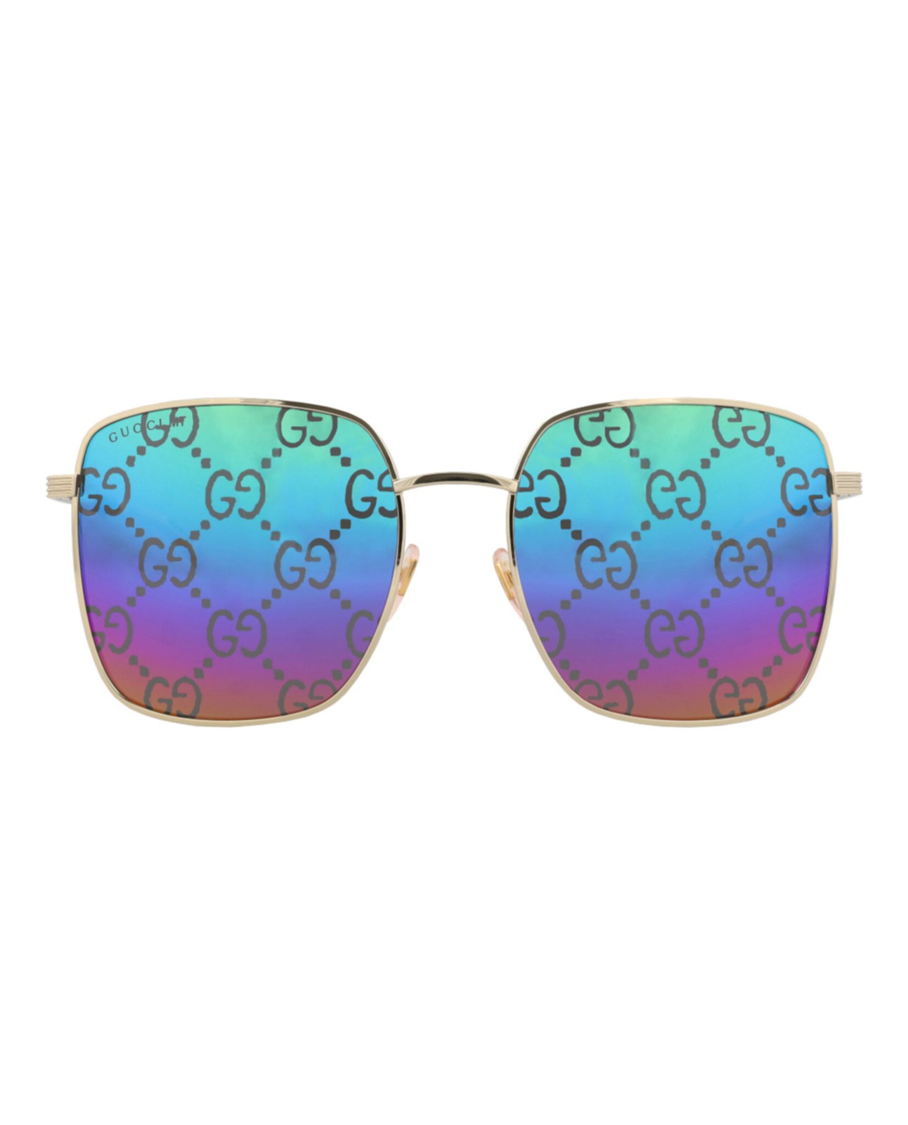Gucci Womens Square/Rectangle Gold Gold Multicolor Fashion Designer Eyewear