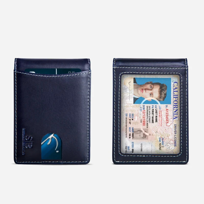 SERMAN BRANDS- Genuine Leather RFID Blocking Slim Minimalist Front Pocket Wallet
