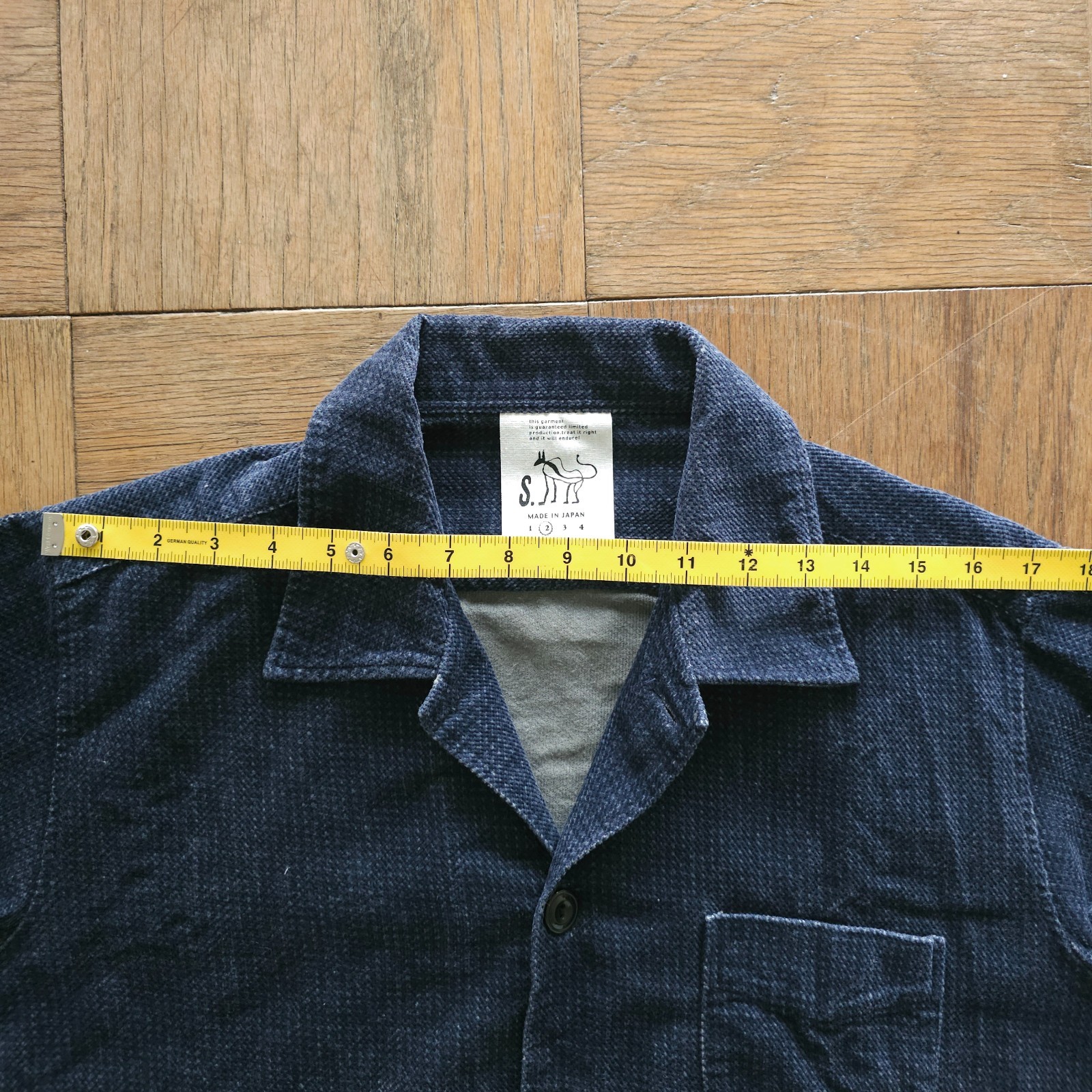 RARE S. Made in Japan Indigo Dye Chenille Corduroy Camp Collar Shirt 2 Medium