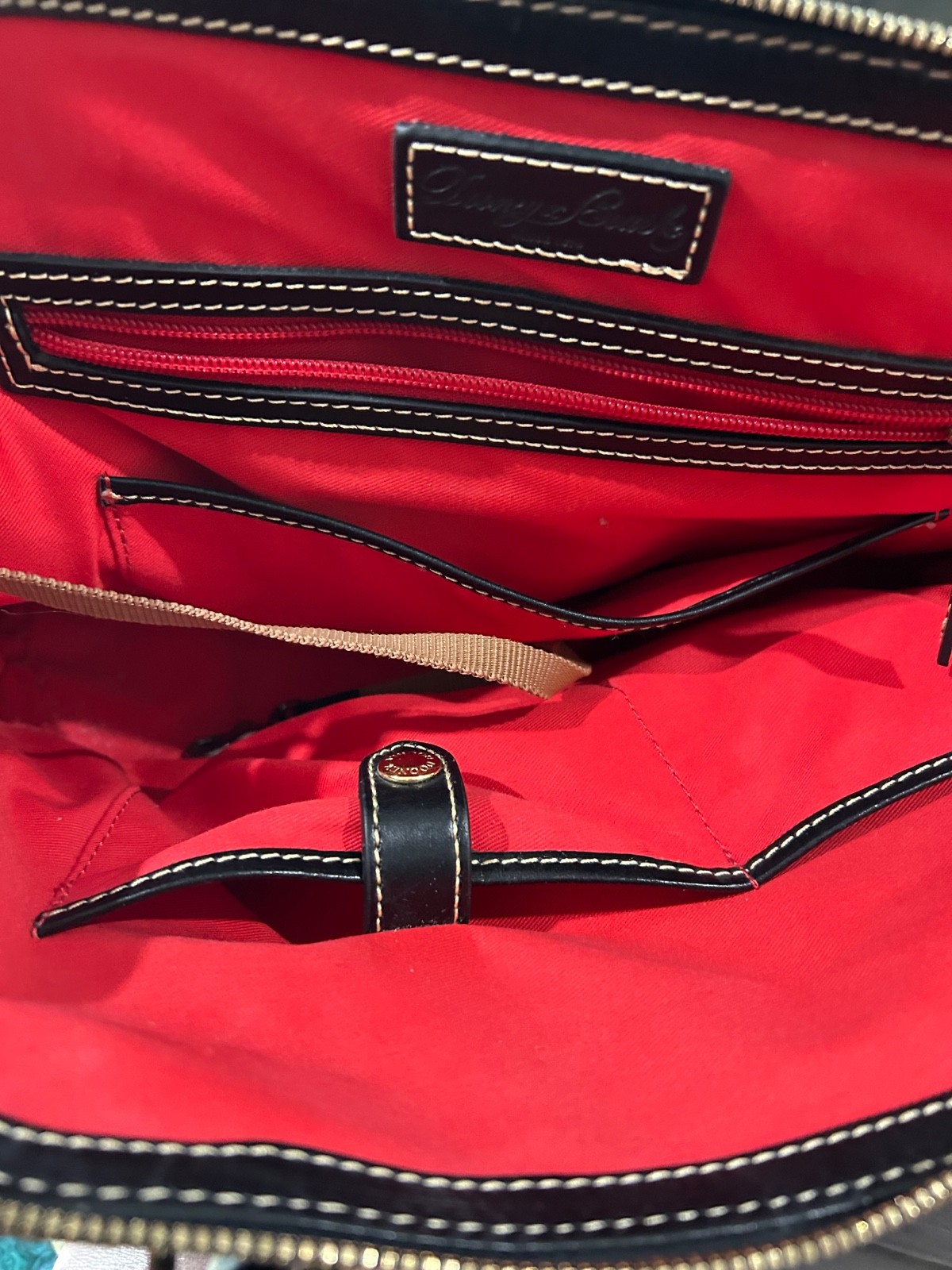 Dooney & Bourke Black Dome Satchel Top Handle Zip Bag Gold Colored Hardware