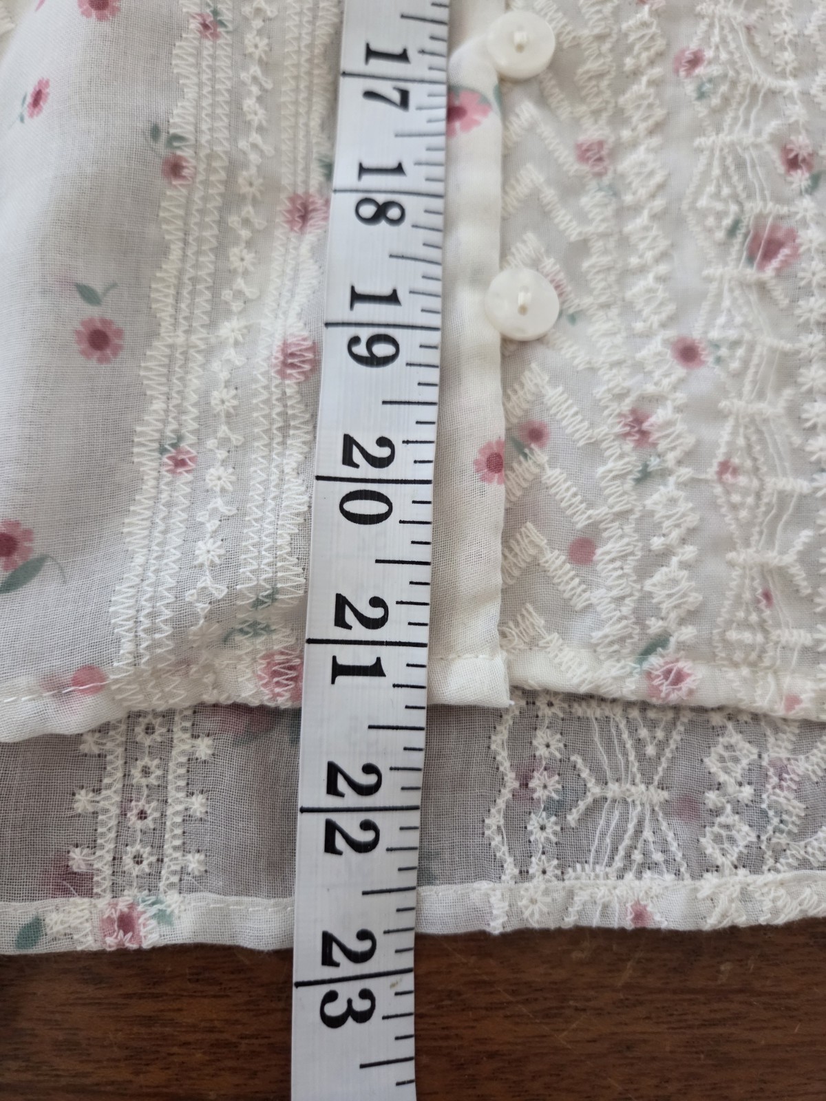 Peasant Button Up Embroidered Lace Top Women’s M Romantic Cottagecore Sheer