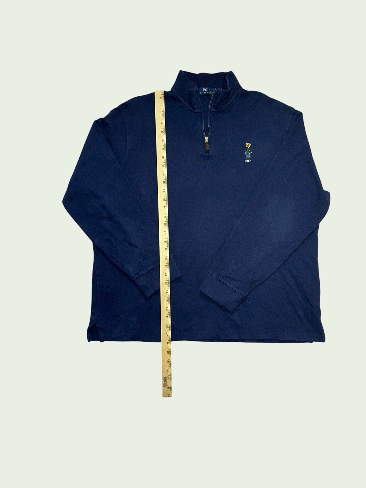 Polo Ralph Lauren XXL Navy Blue Knit 1/4 Zip Bear Pullover Sweater