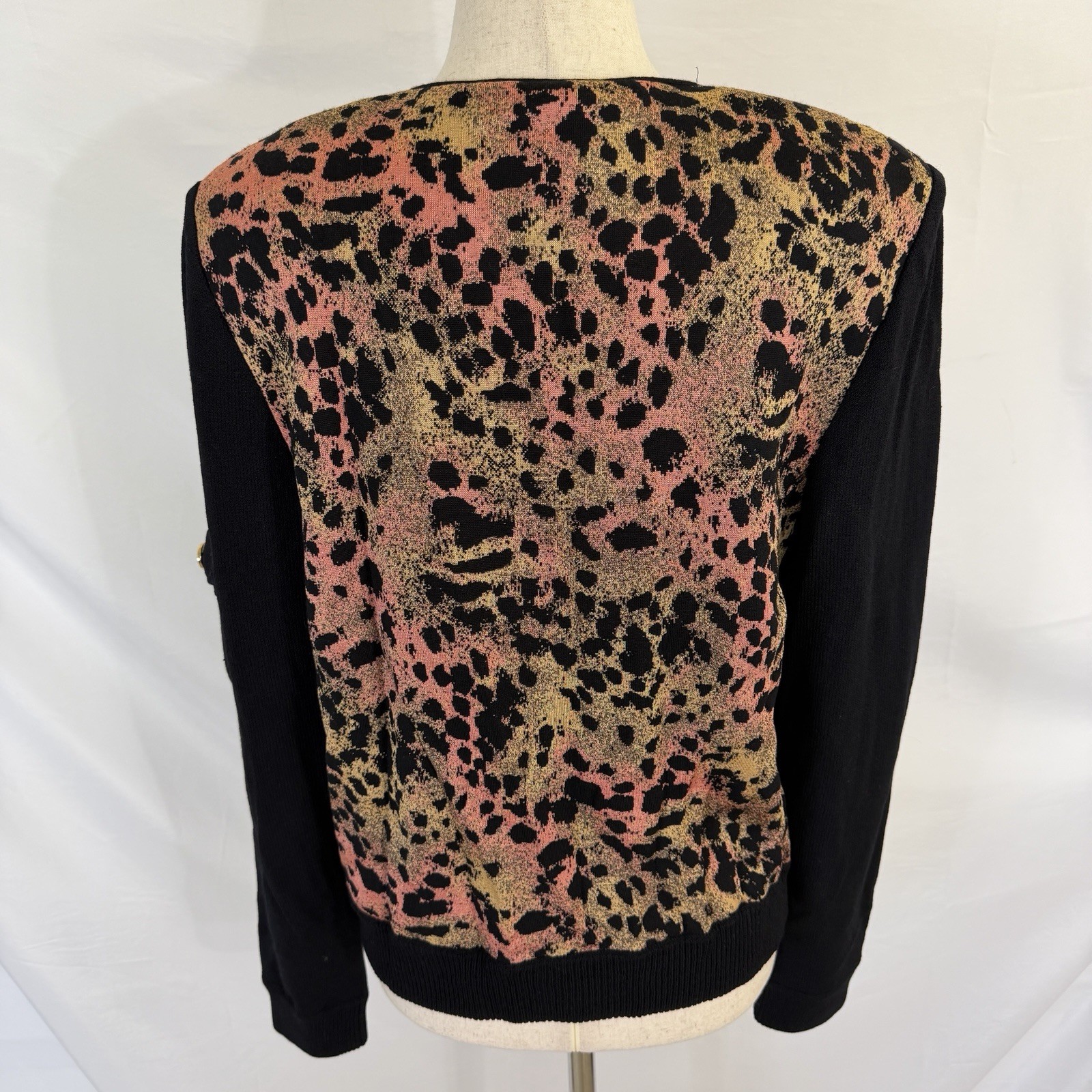 St. John Collection Pink Leopard Santana Knit Jacket Sz 8