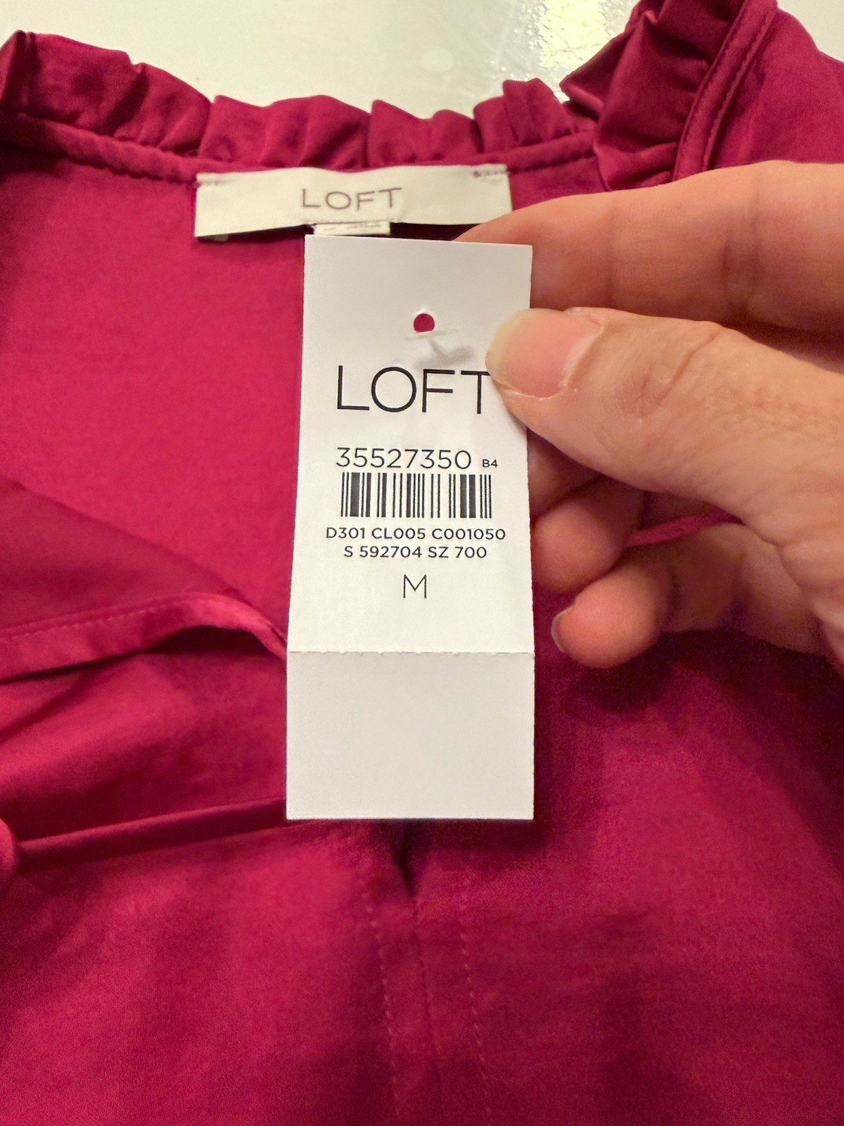 NWT Loft Blouse size M Raspberry Long Sleeve satiny office teacher 2023