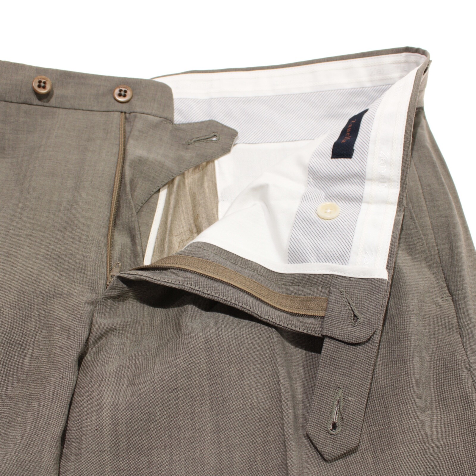 Zanella NWT Dress Pants Size 35 US Parker In Grayish Beige Melange 100% Wool