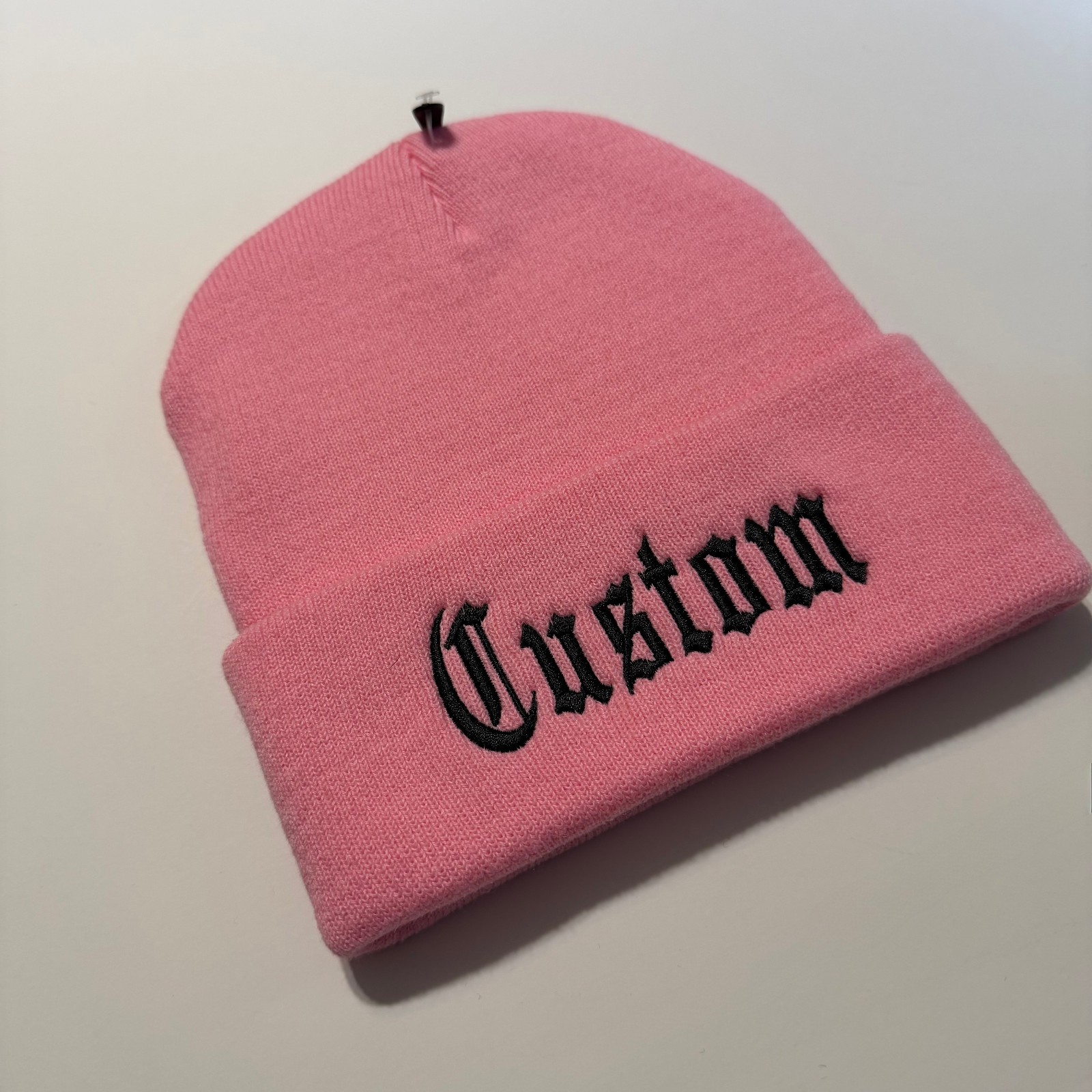 Custom Last Name Embroidered Beanie Text in old English Stitched Your Last Name