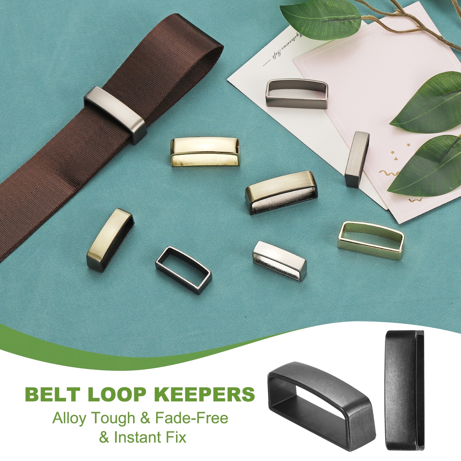 1-1/2 Inch 40mm Belt Loop Keepers, 4 Pcs Alloy Belt Men’s Buckle, Silver Black