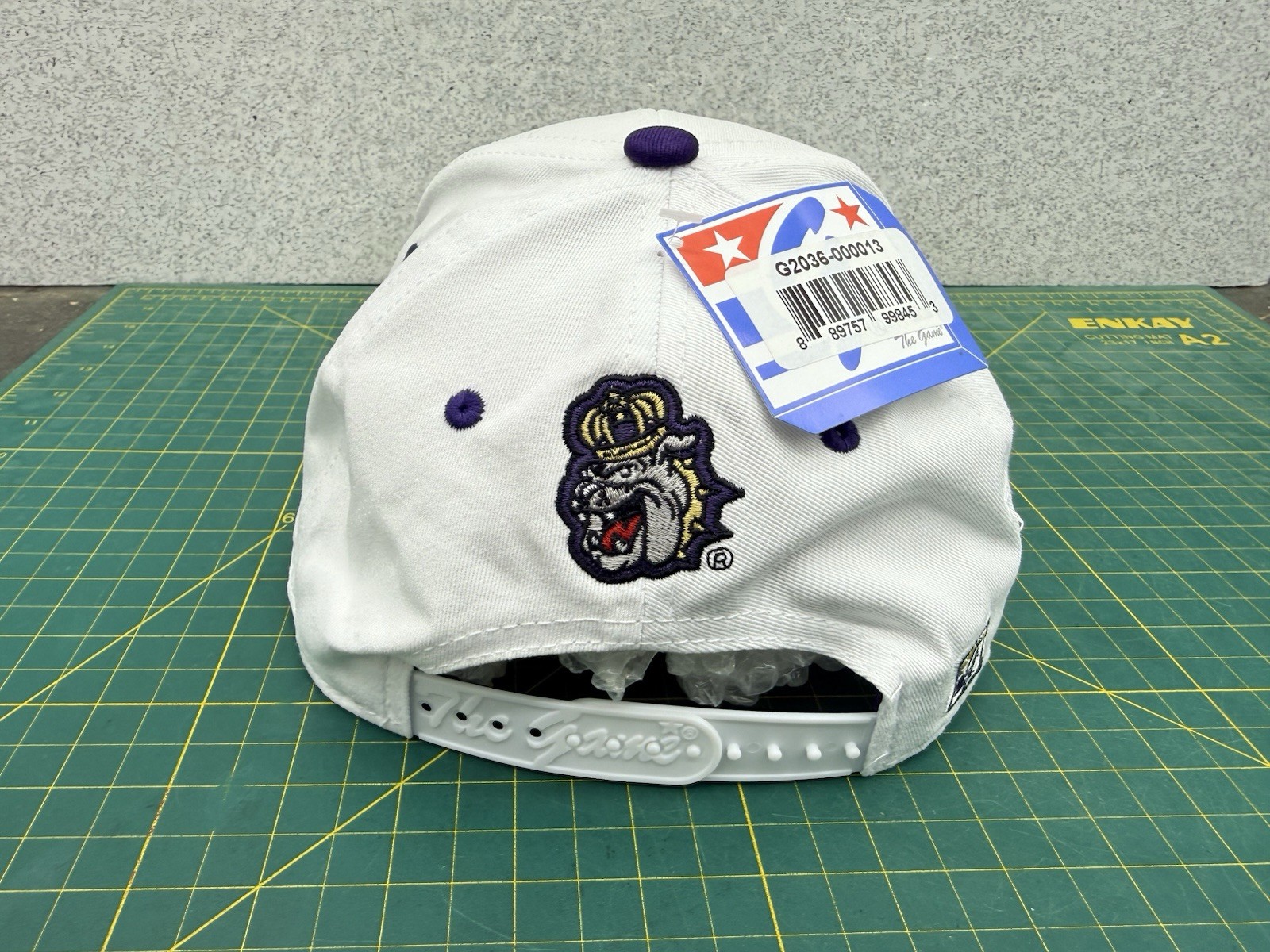 JMU James Madison University Split Bar Logo White SnapBack Hat Cap – by The Game