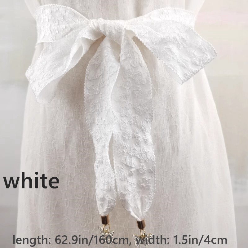 Lady Floral Ribbon Sash Waist Belts Strap Waistband Dress Shirt Decor Belts Soft