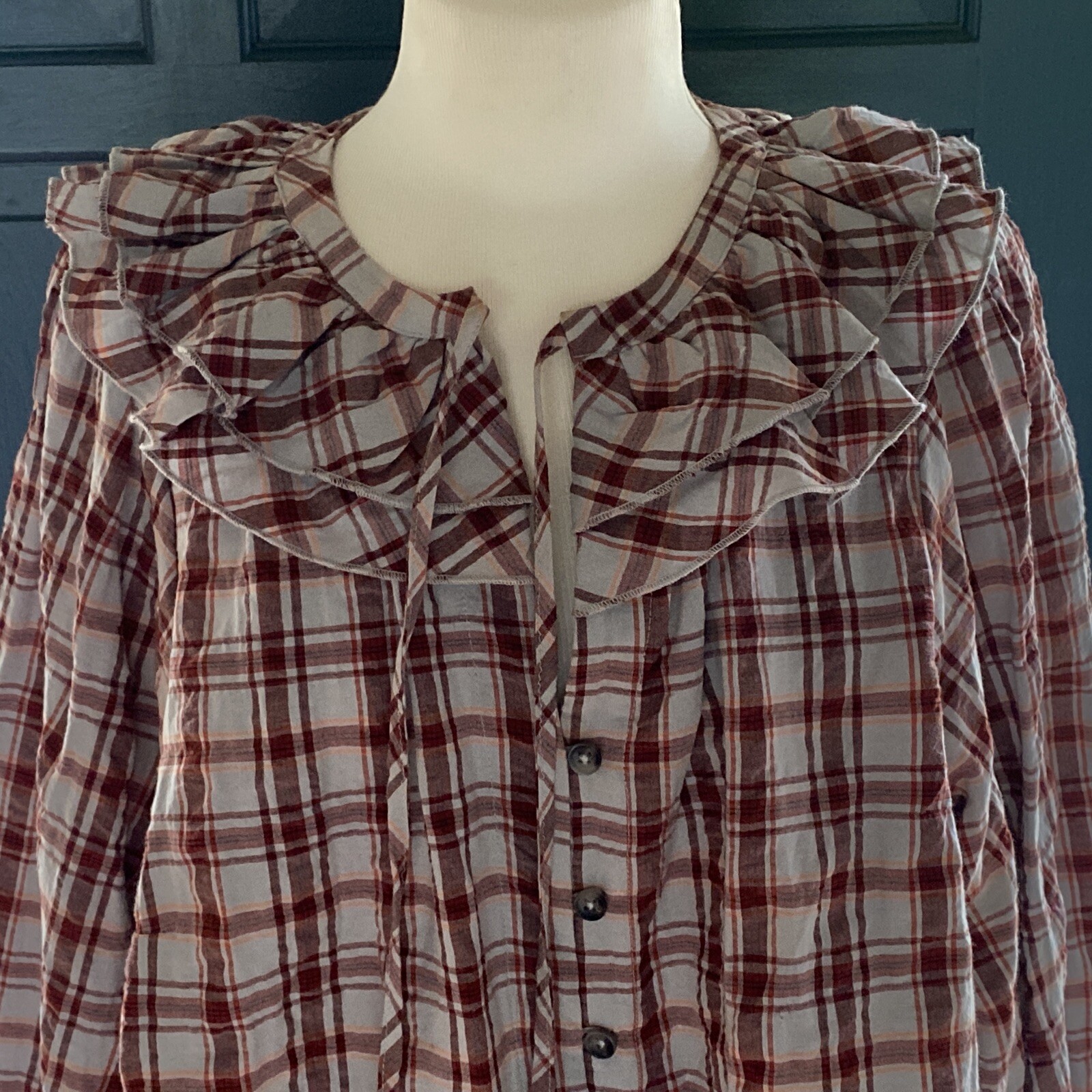 Maeve Anthropologie Button Up Peasant Blouse 1XL