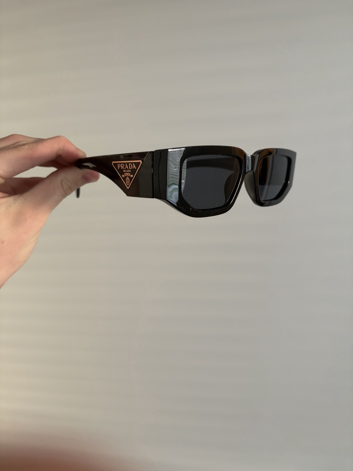 PRADA Unisex Gold Square Sunglasses Milano Black Frame Black Lens (with box +)