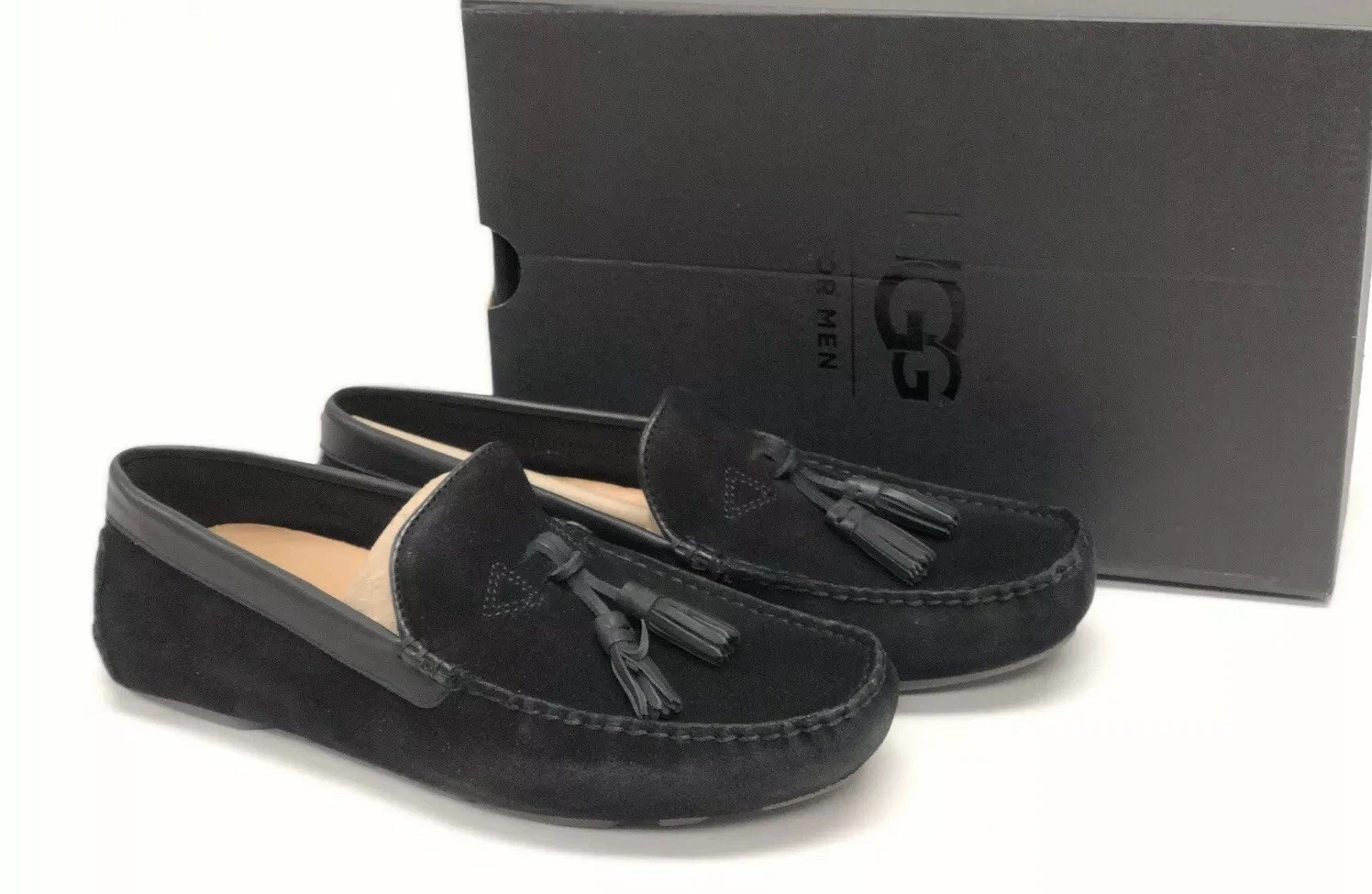 UGG Men’s Marris Tassel Loafers Black Leather Shoes 1017319 Size 8