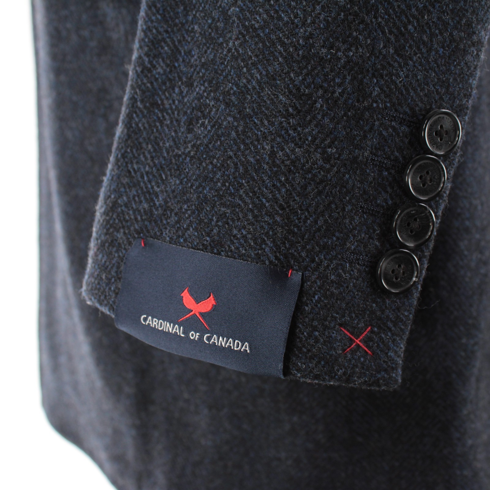 Cardinal of Canada NWT Wool / Cashmere Top Coat Size 42R In Blue Herringbone