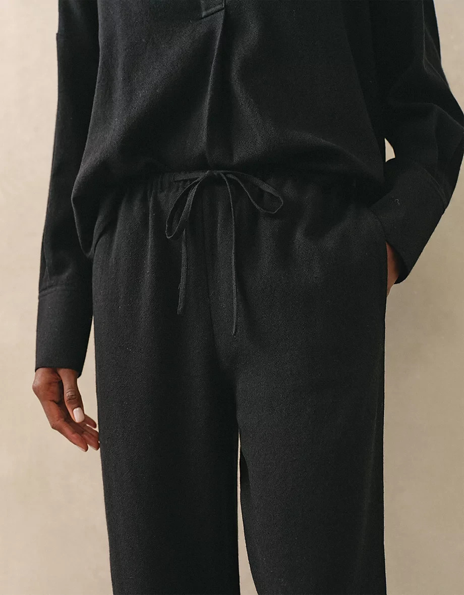 NWT THE WHITE COMPANY Wool-Viscose Gauze Wide Leg Trousers – Black -Small