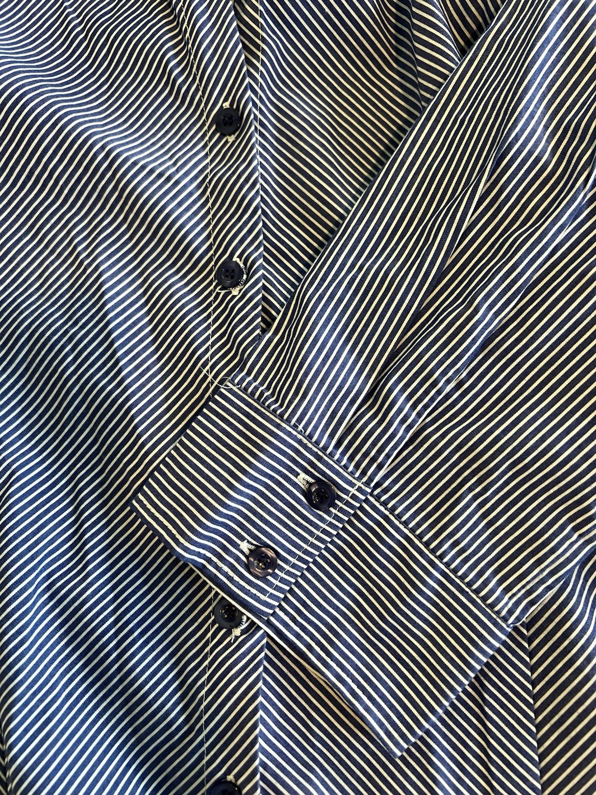 Beechers Brook Womens Blue White Striped Button Down Shirt Size M 3/4 Sleeve