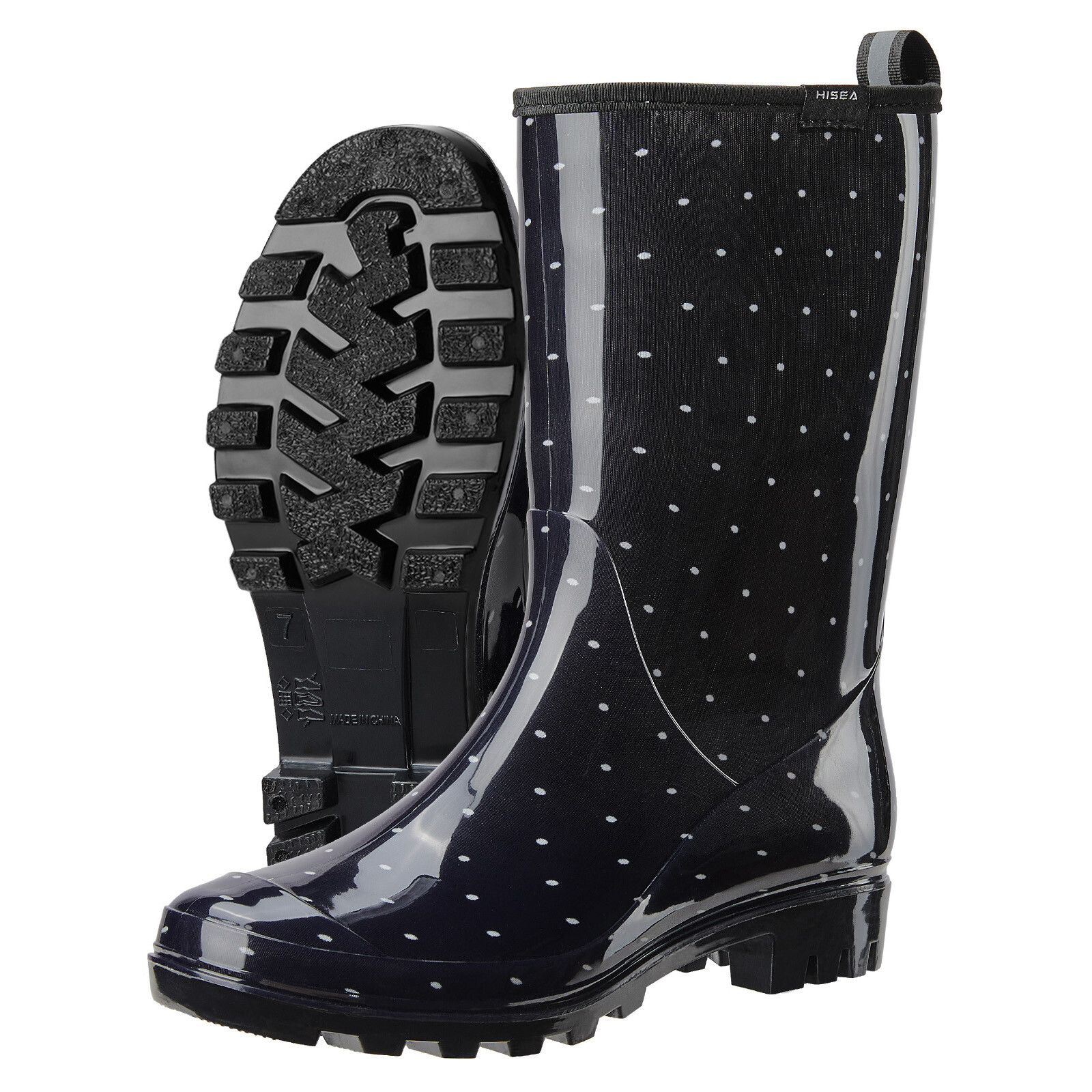 HISEA Women Printed Rain Boot Pull On Comfort Waterproof Wellies Mud Garden Boot