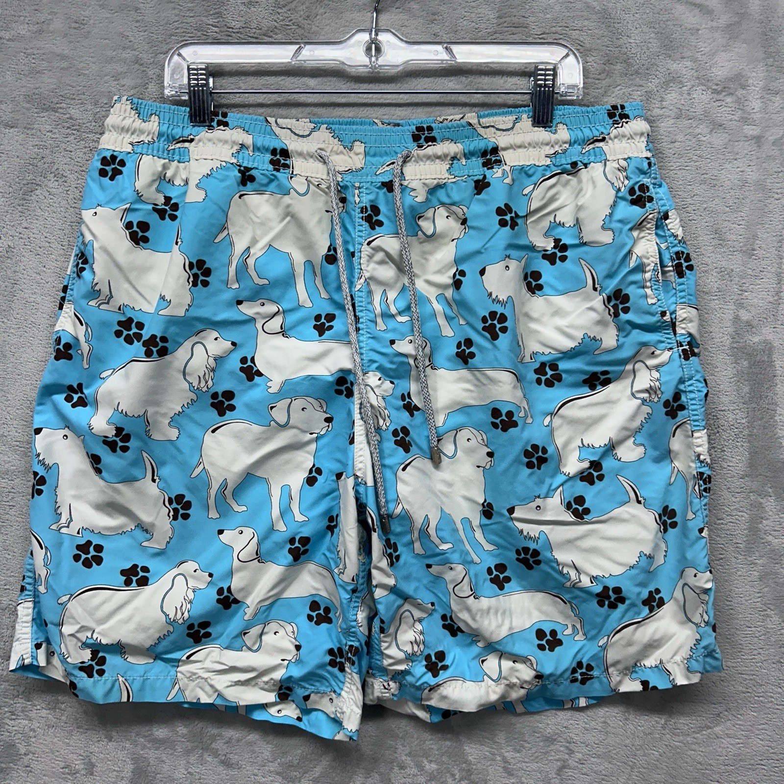 Vilebrequin Swim Trunks Shorts Moorea Men’s XXL Lined All Over Dog Print AOP.