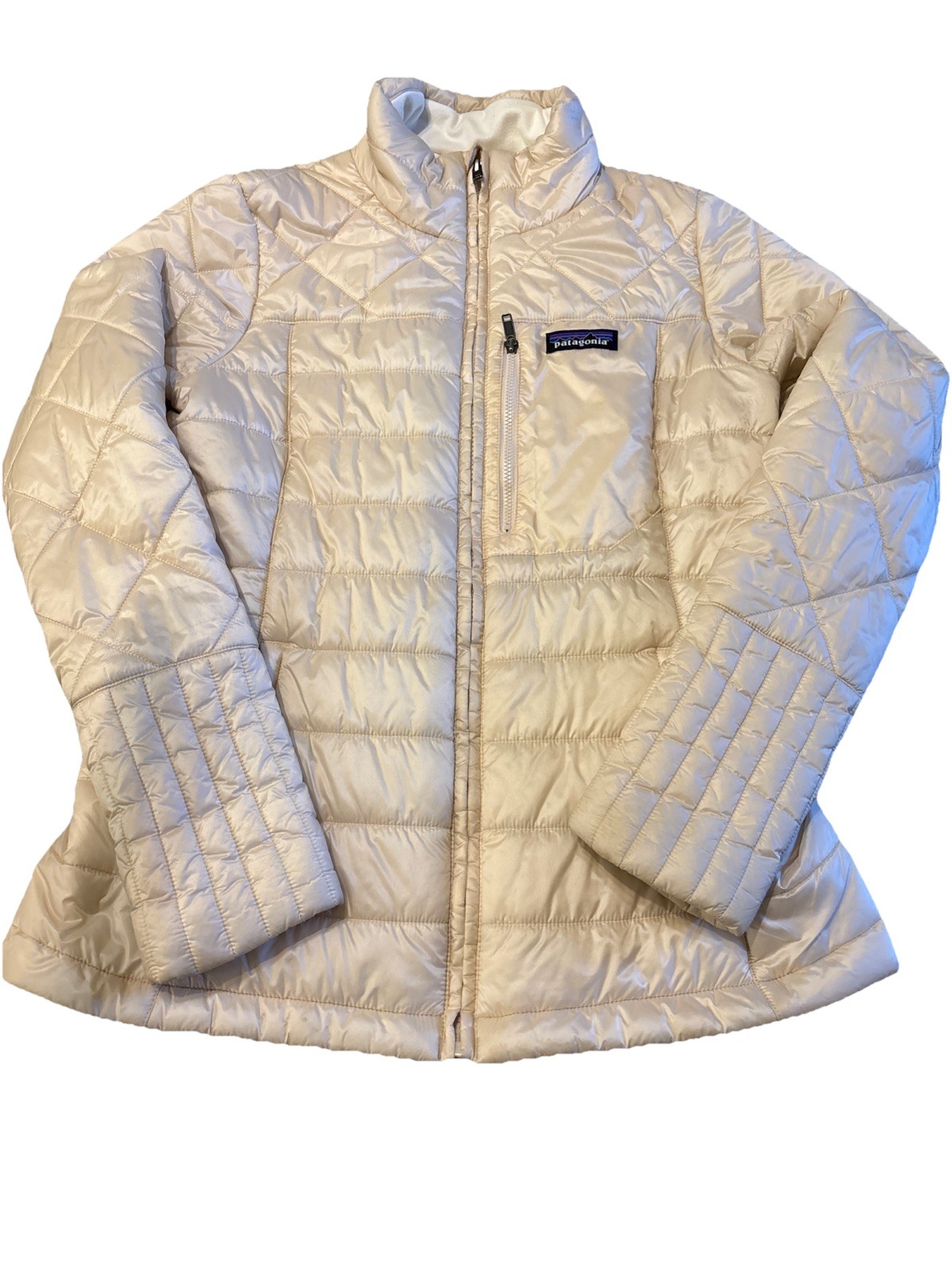 Womens Patagonia Worn Wear Ivory Quilted Polyester Small Insulated Jacket