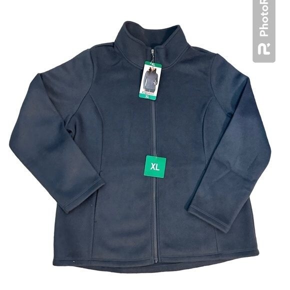 32 DEGREES Womens Fleece Blue Gray Tech Cozy Zip Jacket Blue Size XL